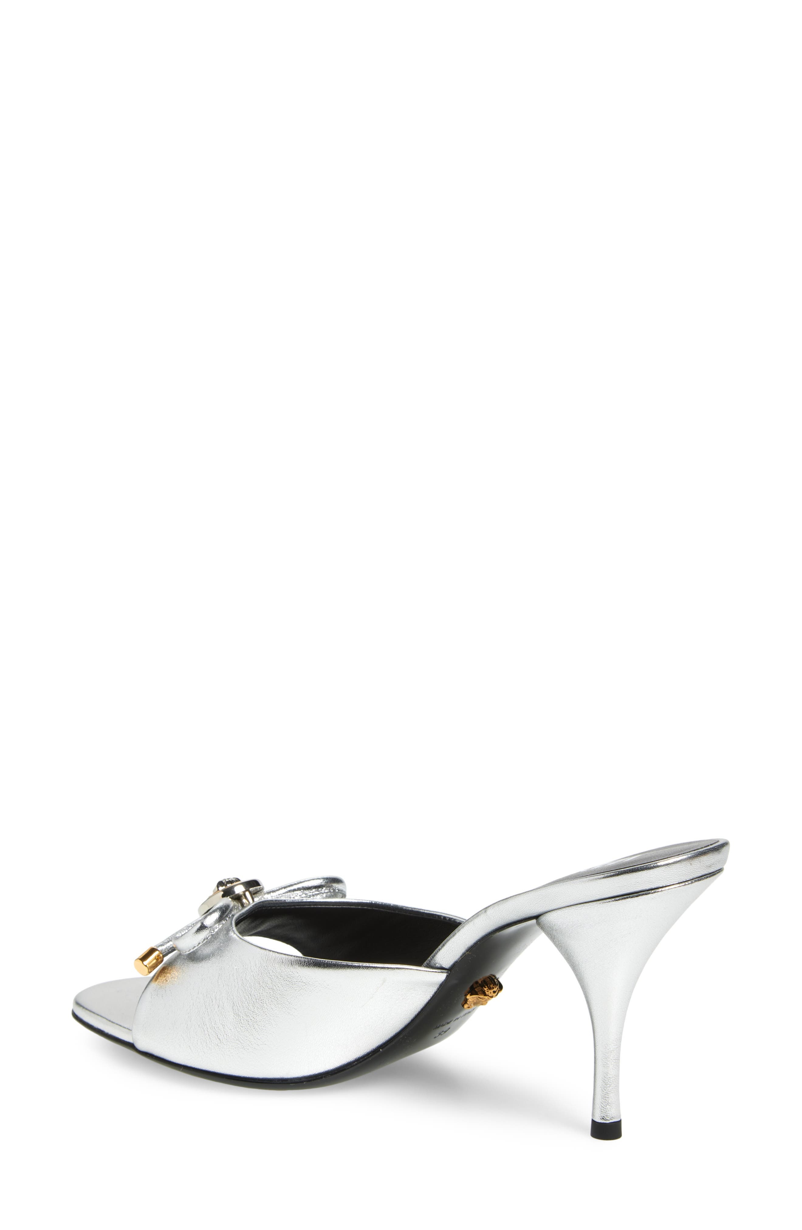 Versace Opera Bow Slide Sandal in Silver-Versace Gold at Nordstrom - 2