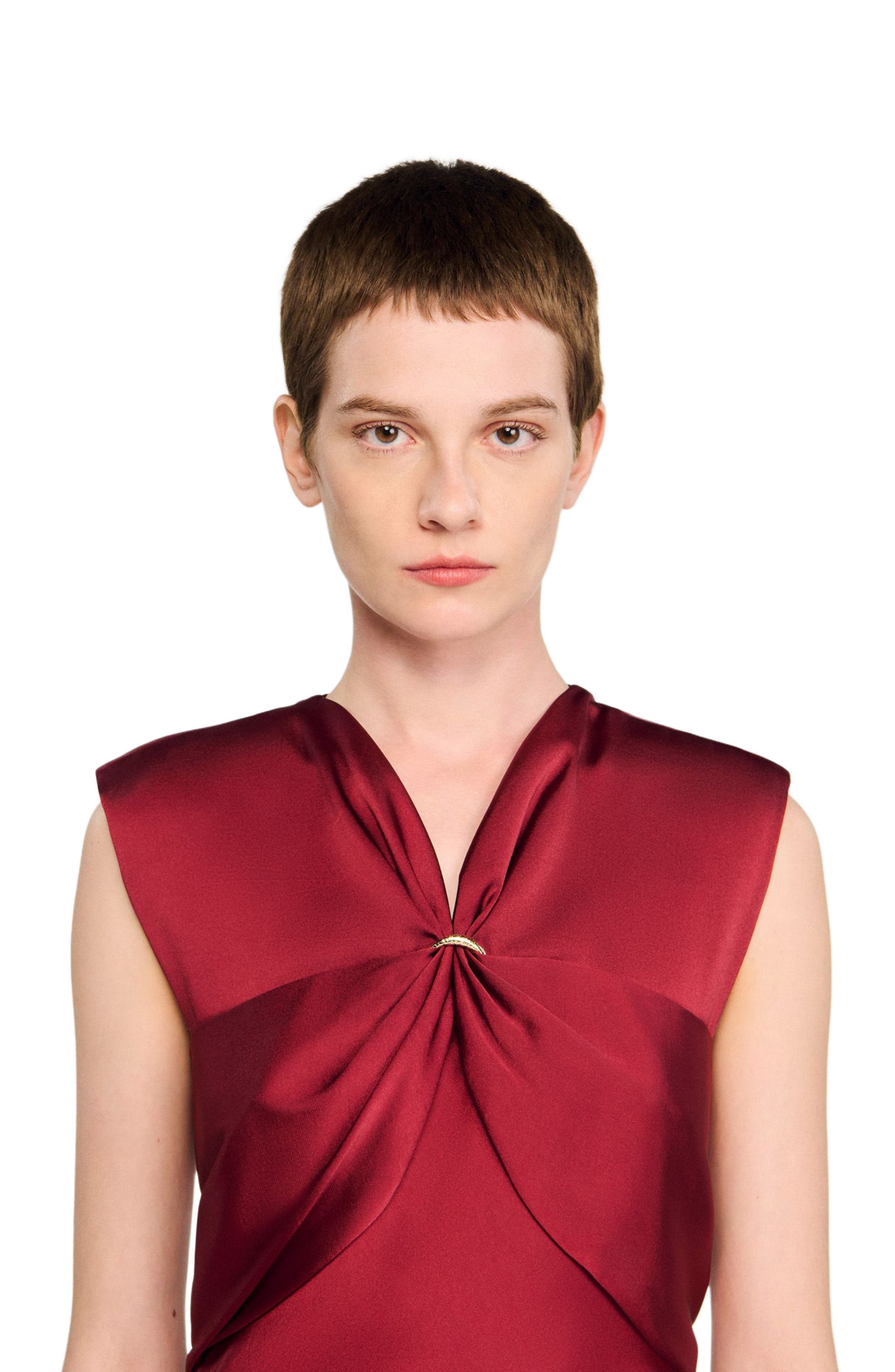 SANDRO V-neck maxi dress in Bordeaux at Nordstrom - 4
