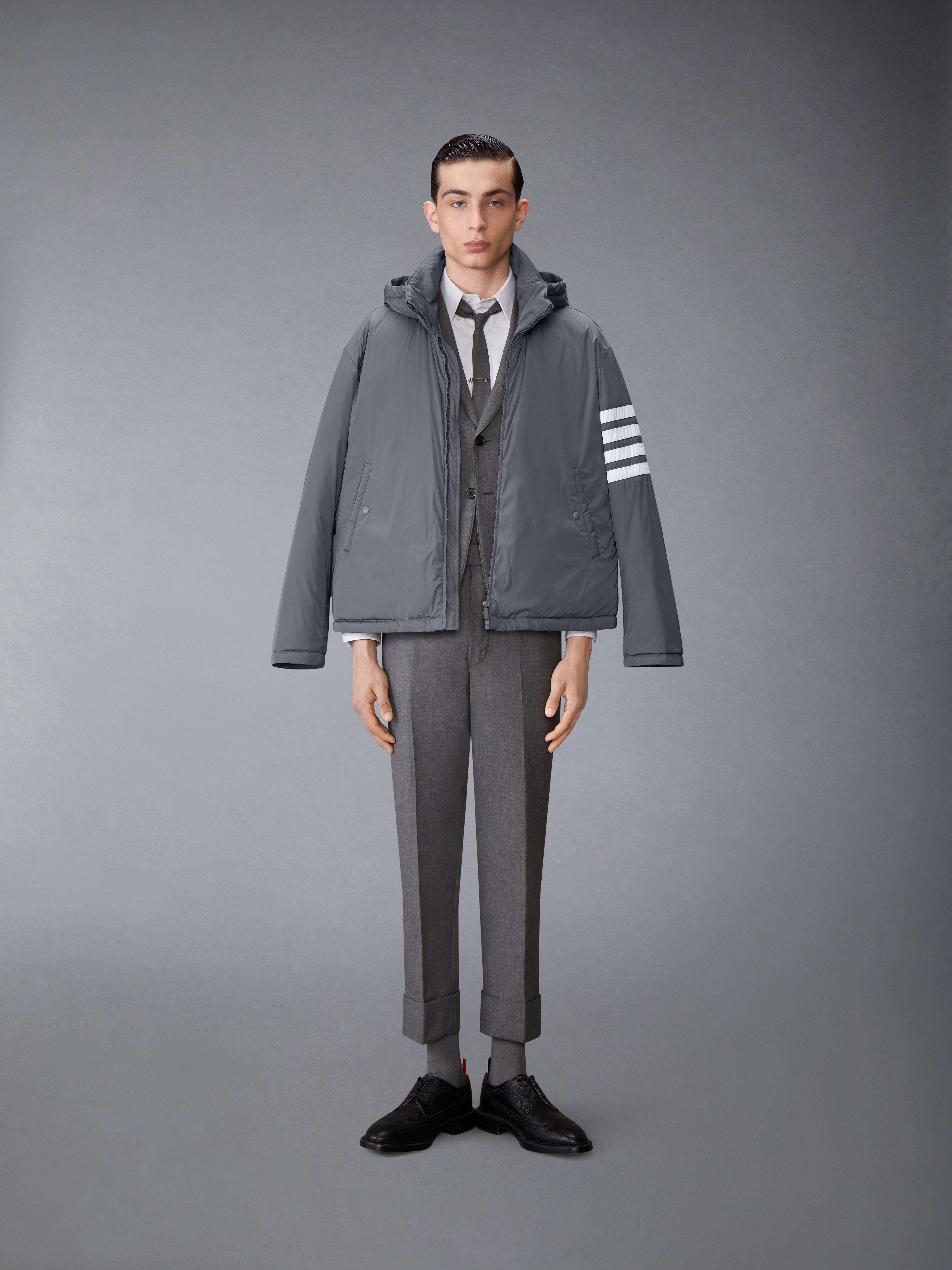POLY TWILL 4-BAR DOWN FILL ZIP HOODIE JACKET - 4