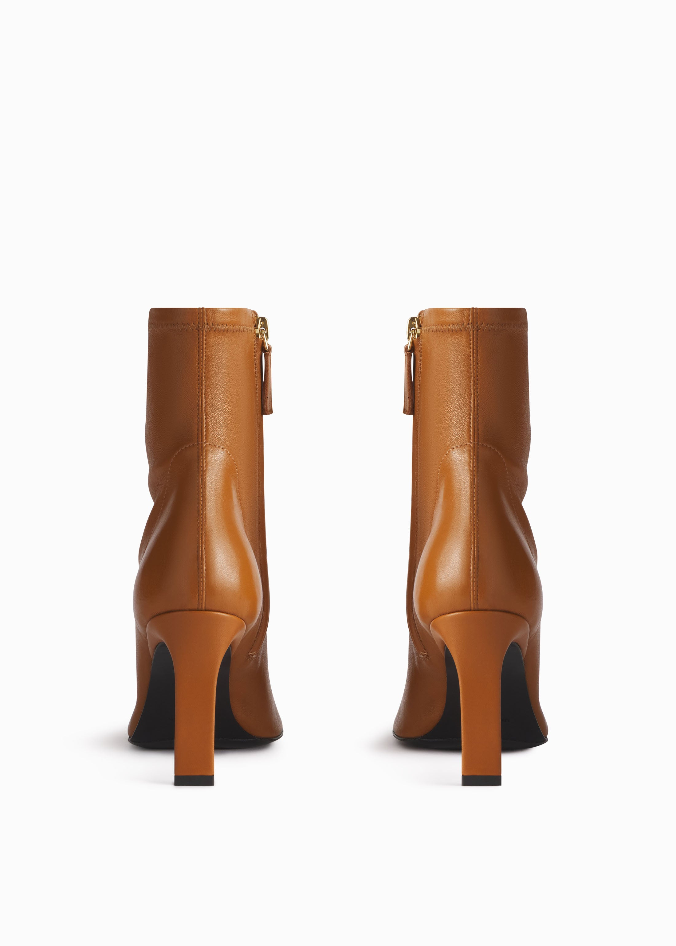 Heeled Leather Sock Bootie in Cognac - 3