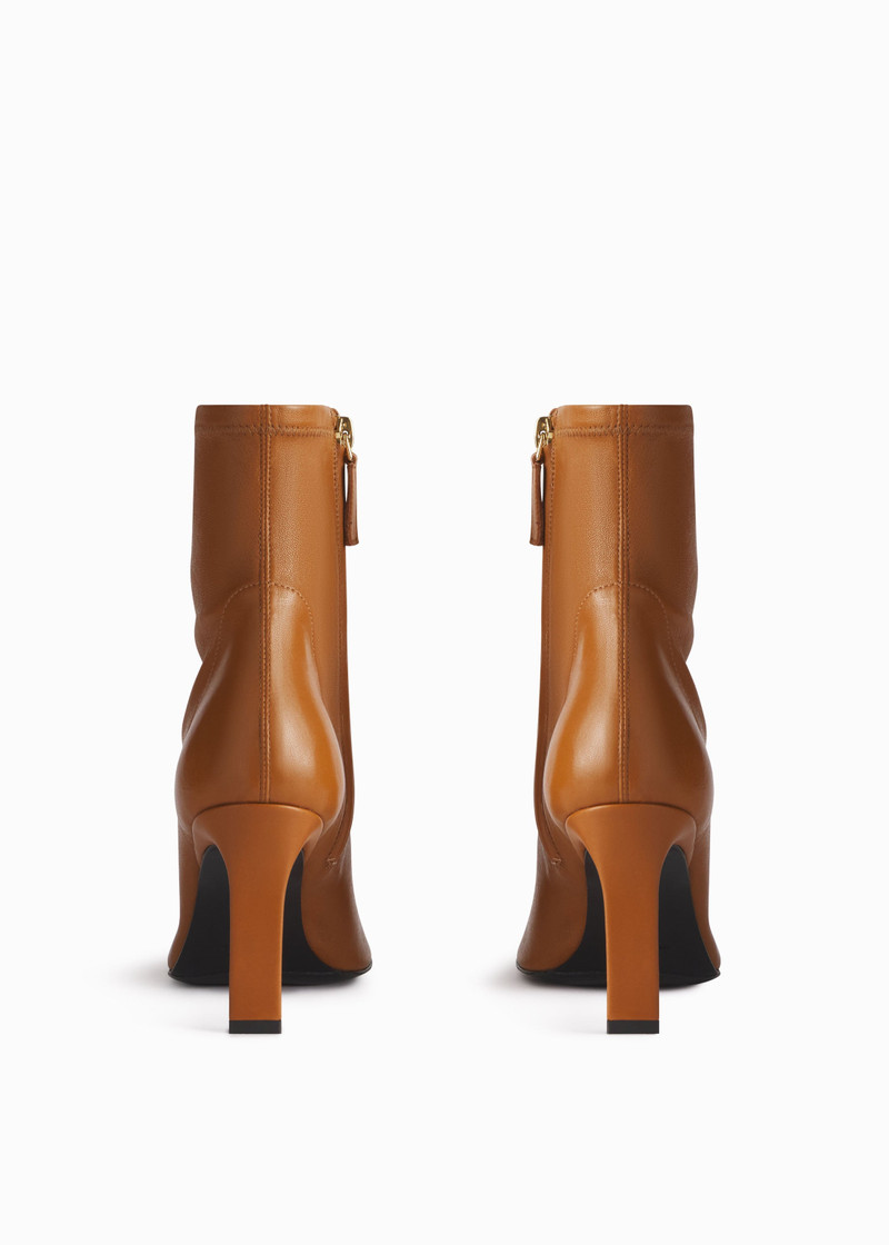 Heeled Leather Sock Bootie in Cognac 3