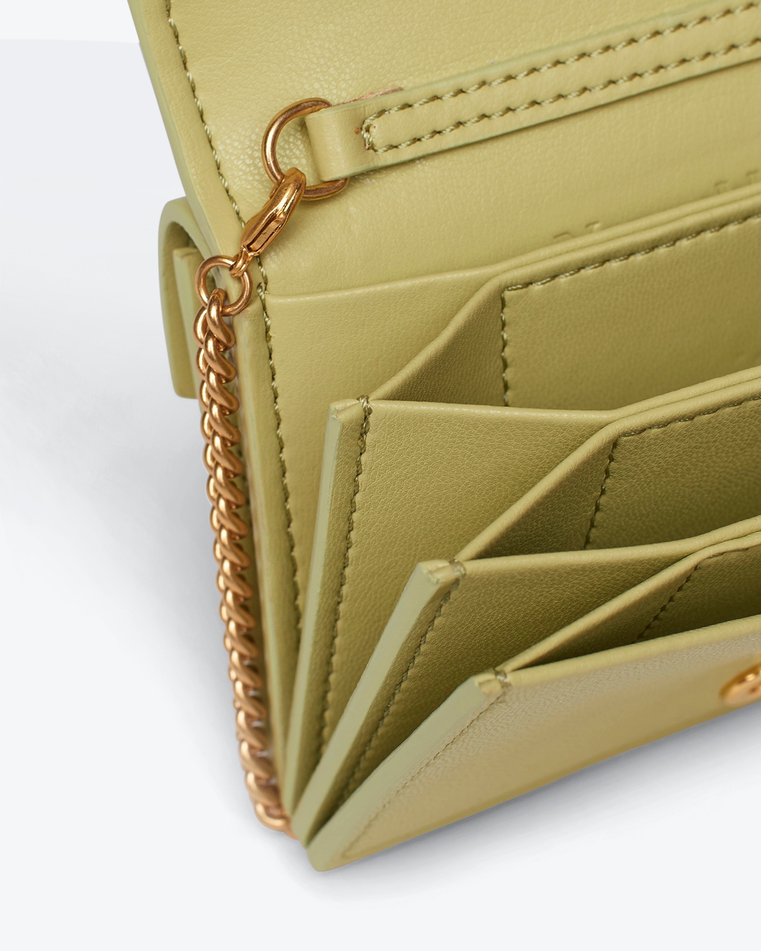 THE CONCERTINA MINI - Alt-nappa chain-trimmed cardholder - Lime - 5
