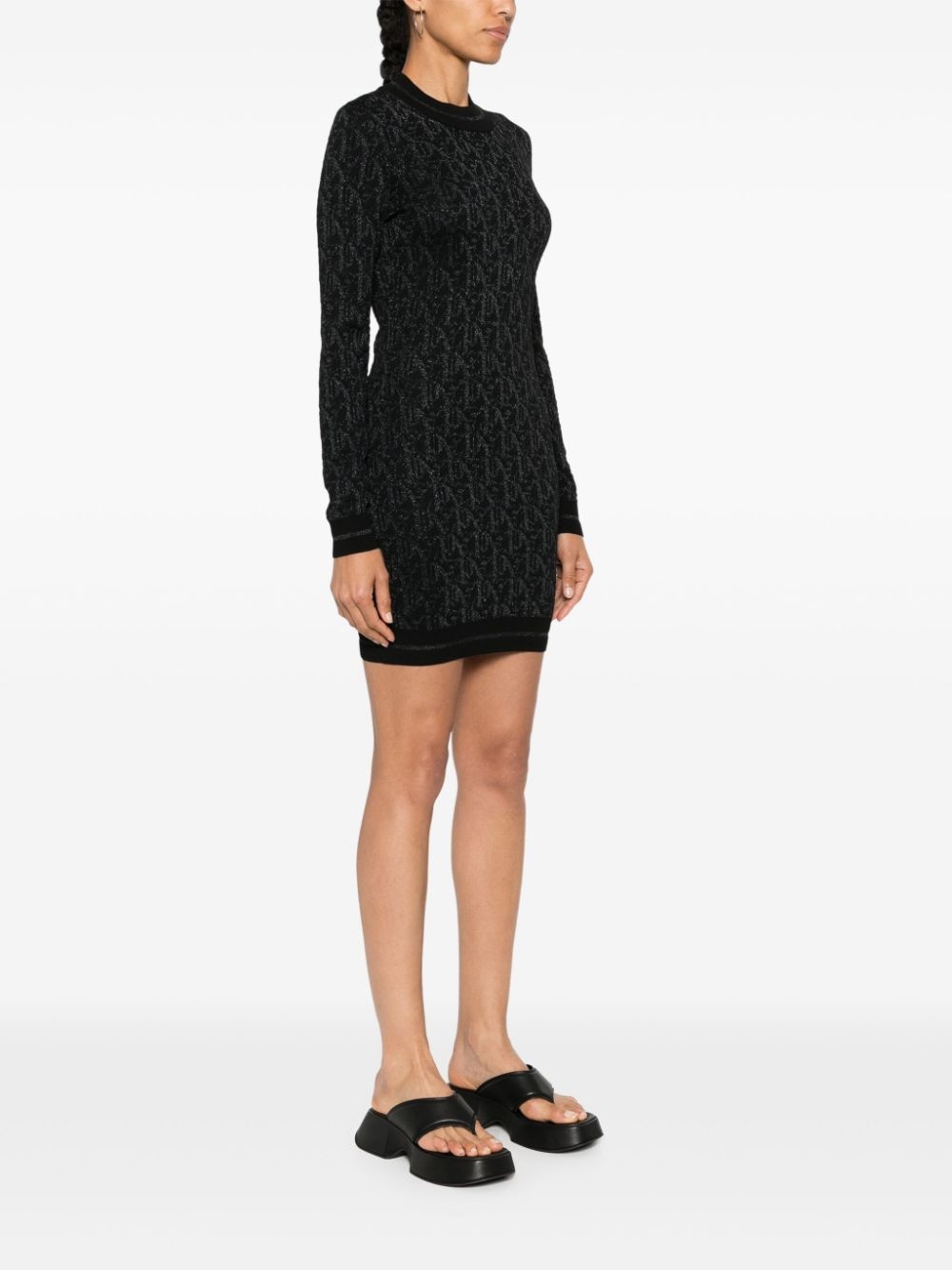monogram-jacquard mini dress - 3