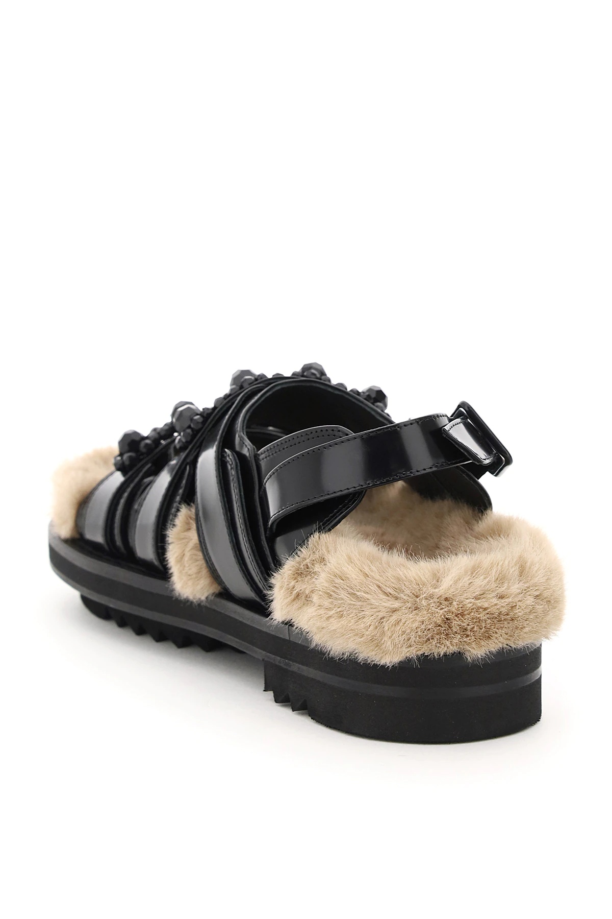 EMBELLISHED SANDALS WITH FAUX FUR - 2