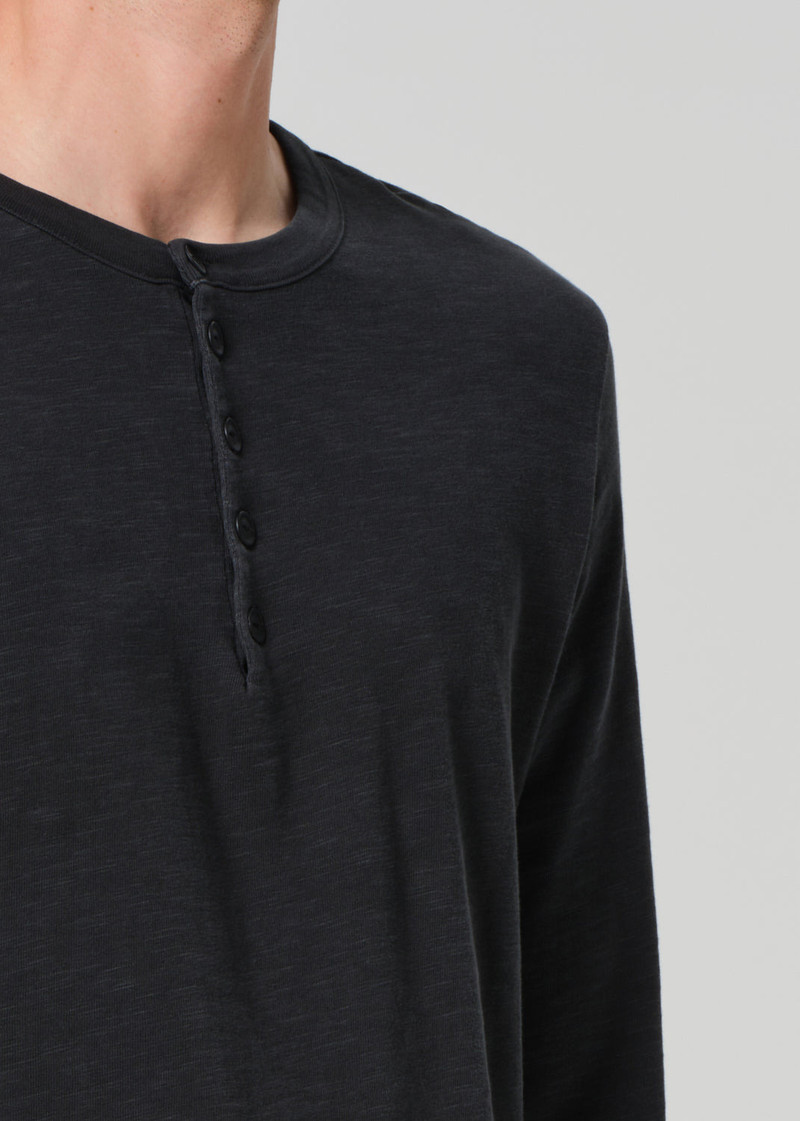 Classic Henley In Washed Black 5