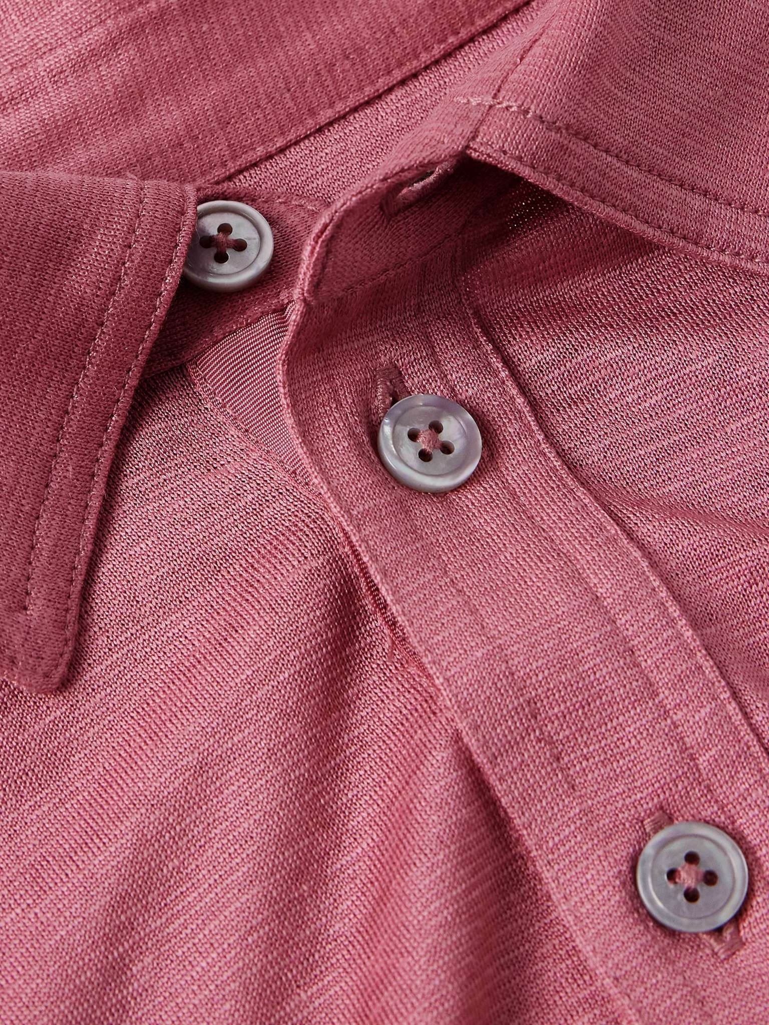 Slim-Fit Silk and Linen-Blend Polo Shirt - 5