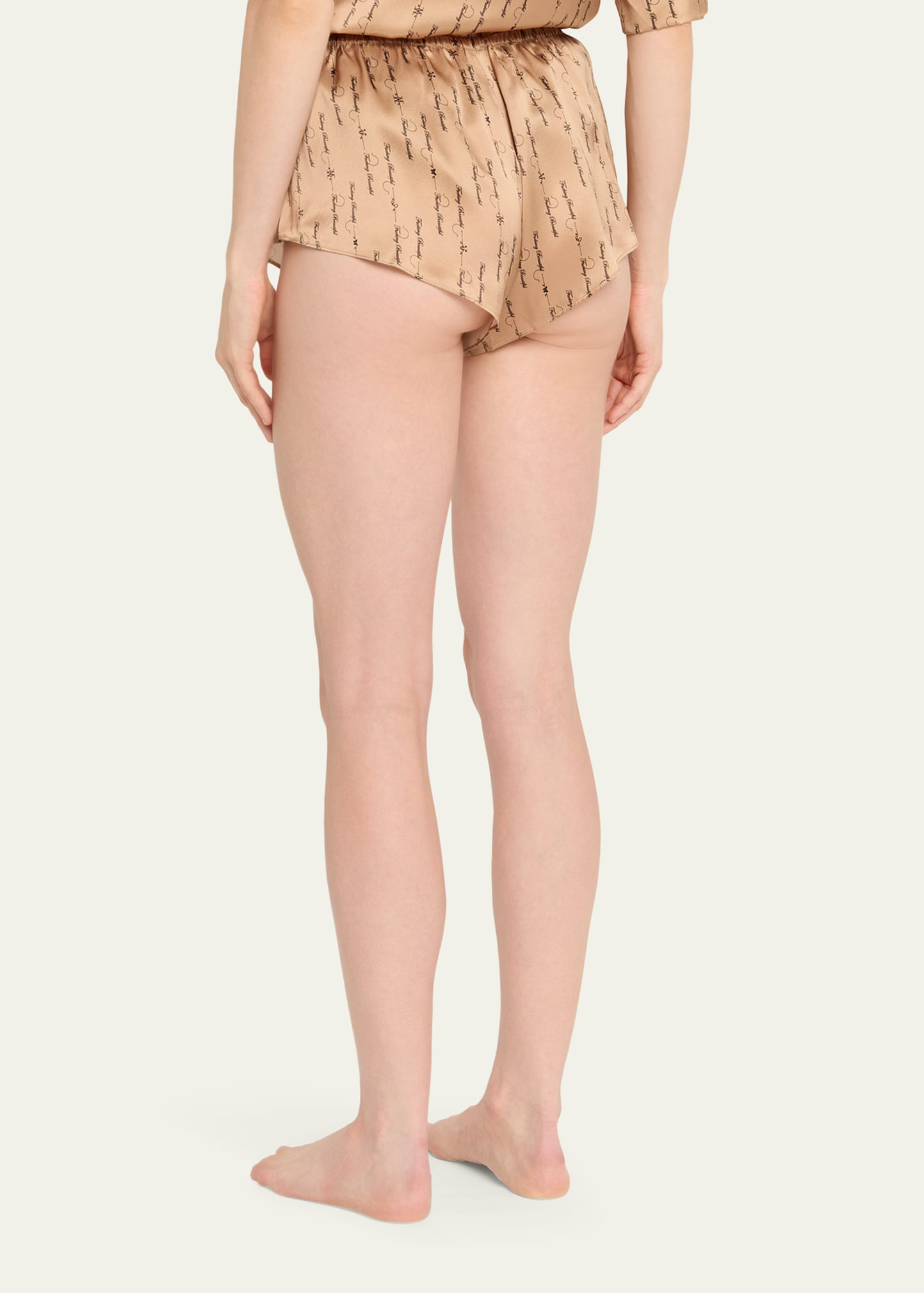 Script-Print Silk Lounge Tap Shorts - 3