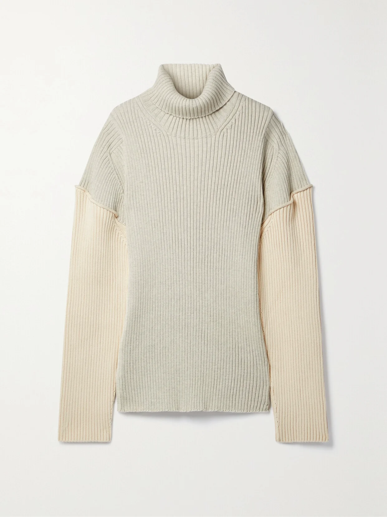 Dua Two-tone Ribbed Cotton And Cashmere-blend Sweater - 1