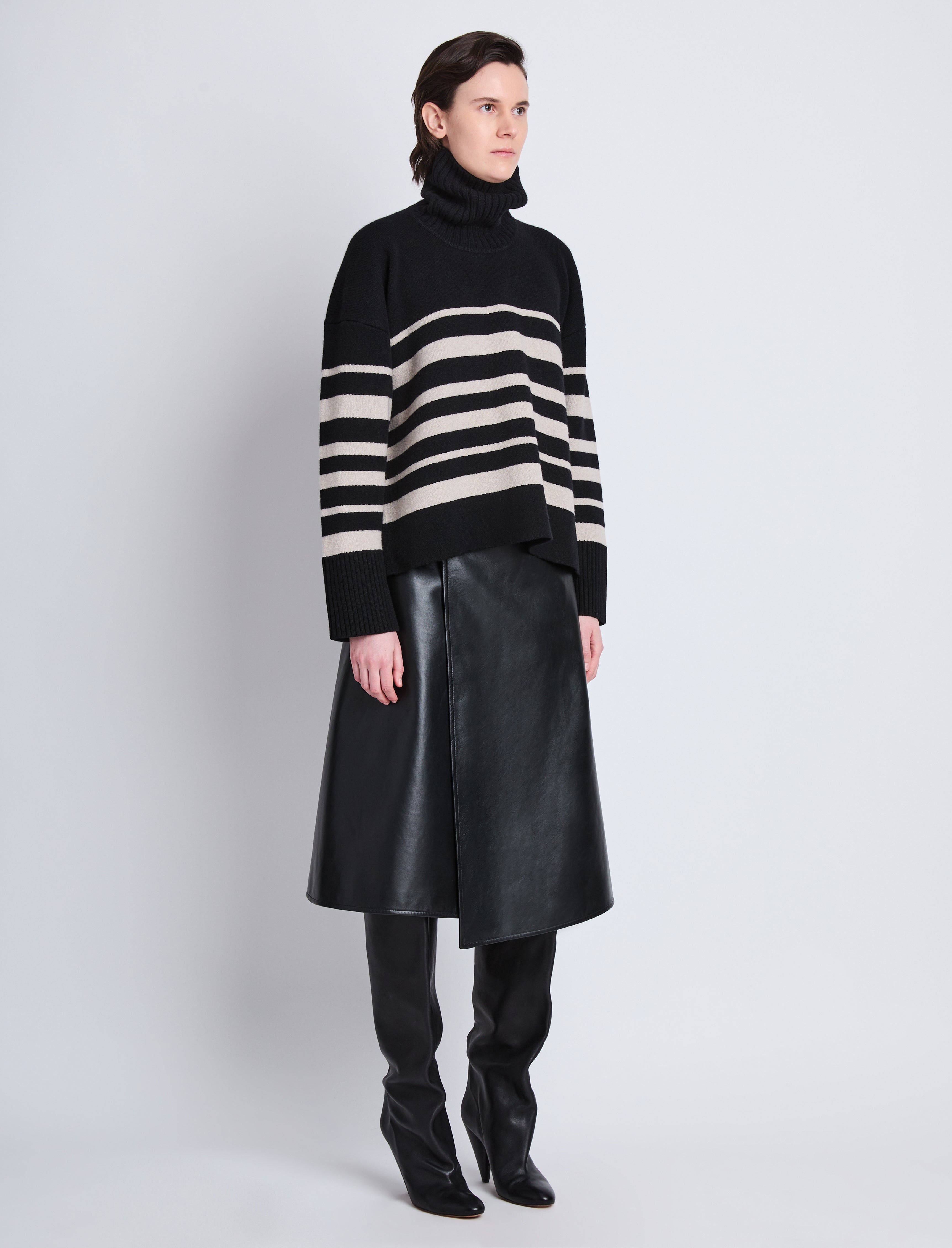 Sandra Turtleneck in Striped Doubleface Cashmere - 4