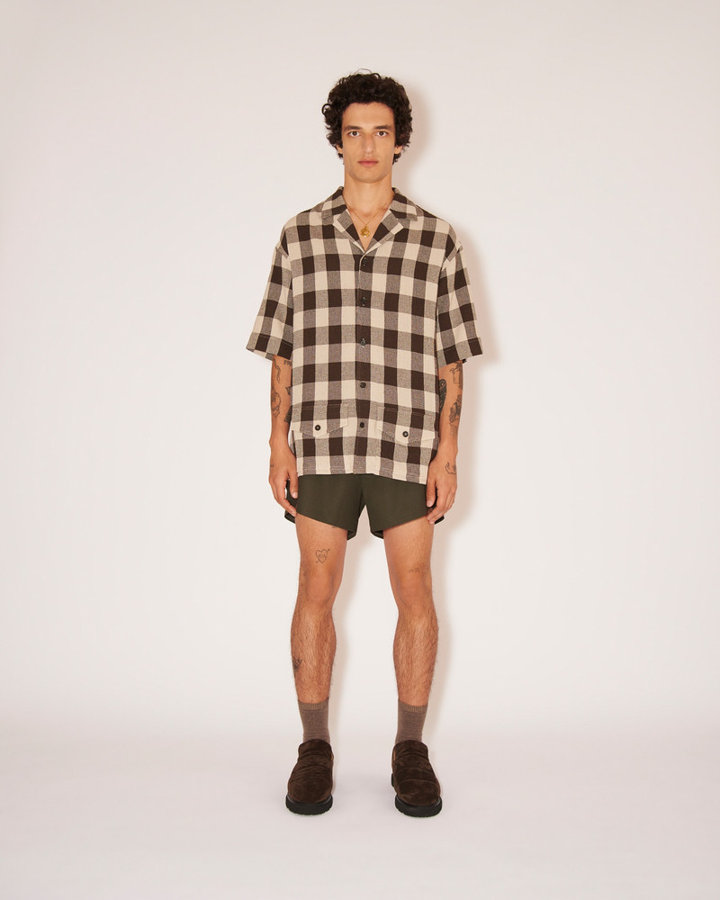 Nanushka TAITE - Lightweight gingham checkered shirt - Brown&Ecru outlook