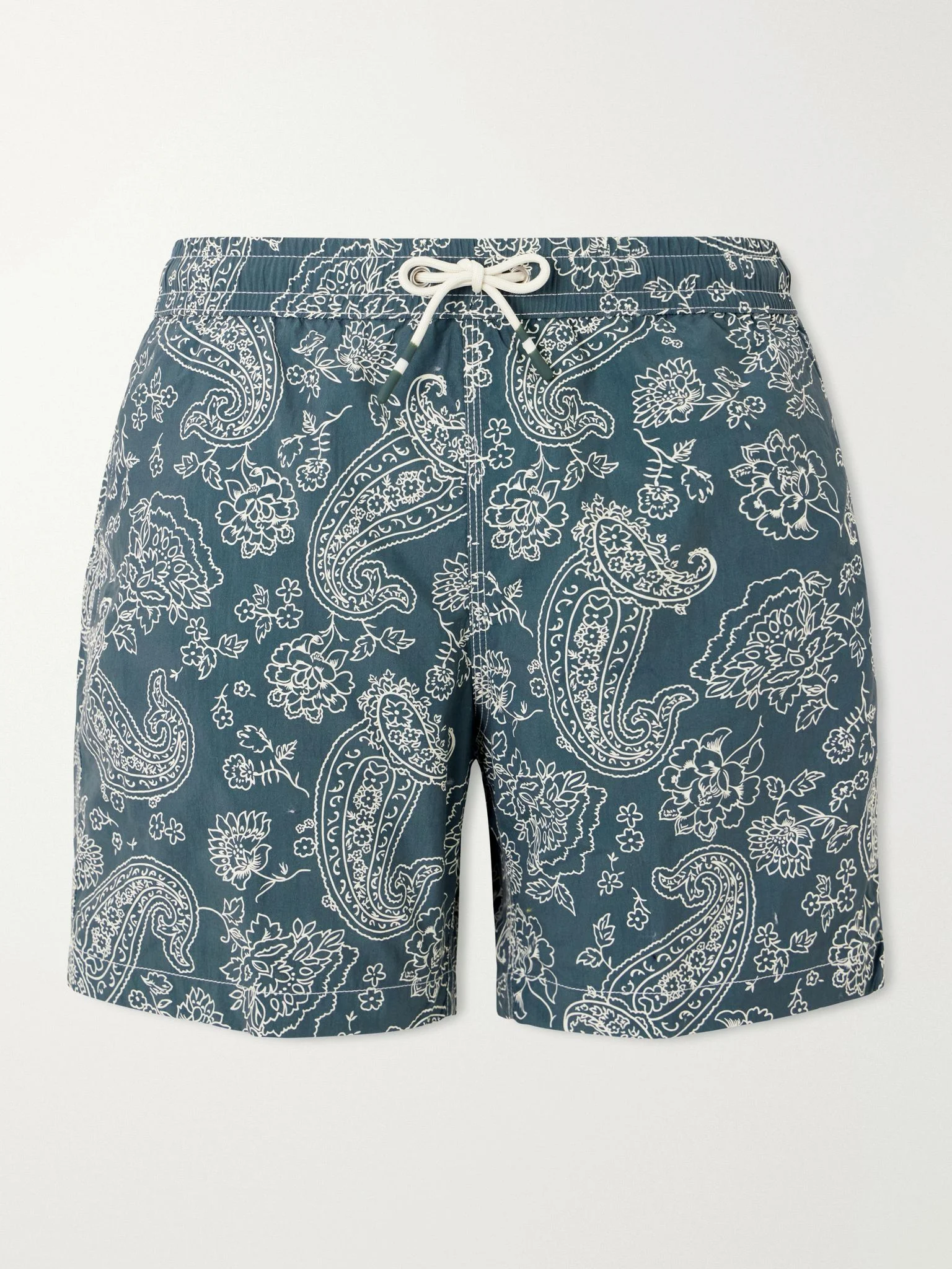 Straight-Leg Mid-Length Printed Swim Shorts Green - 1