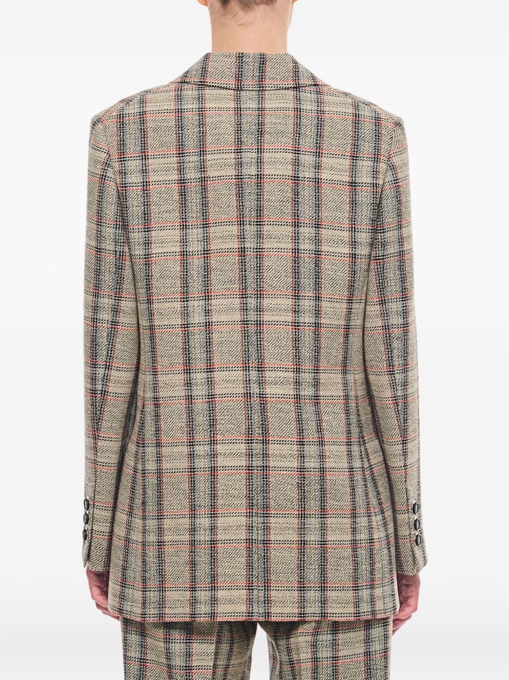 tartan check single-breasted jacket - 3