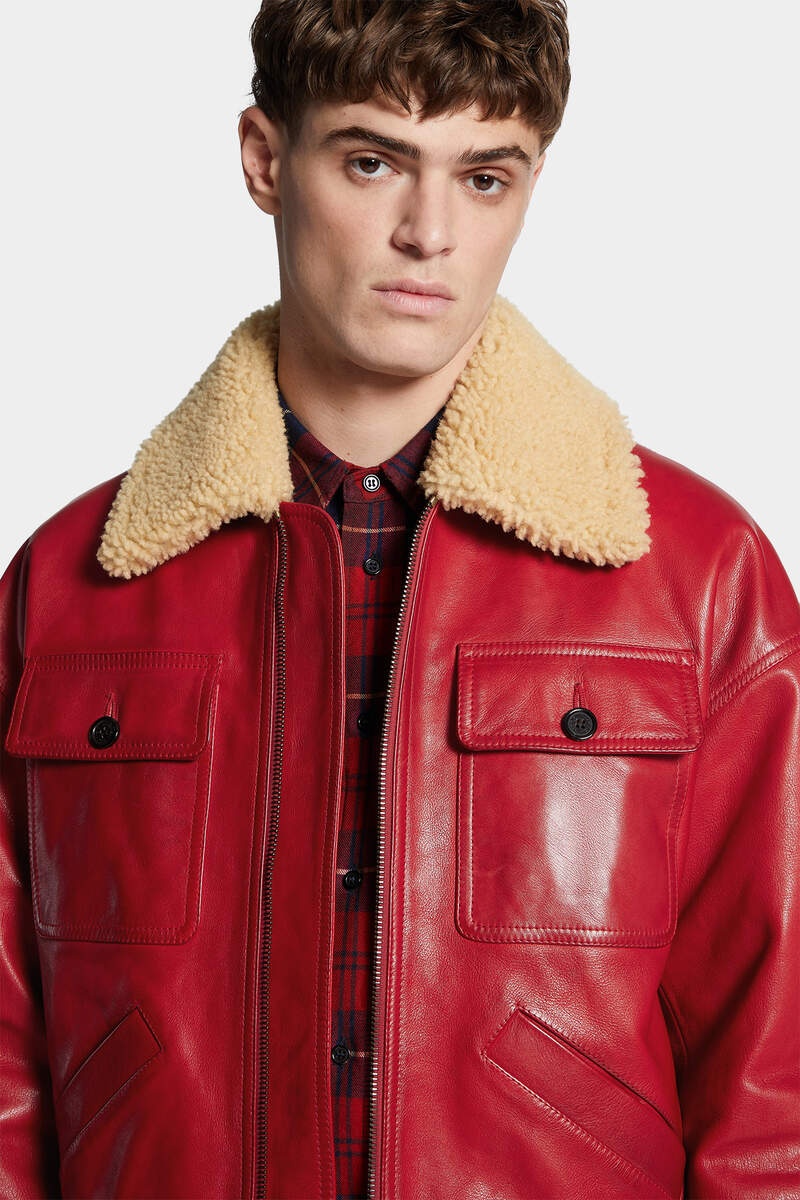 LEATHER AVIATOR BOMBER - 5