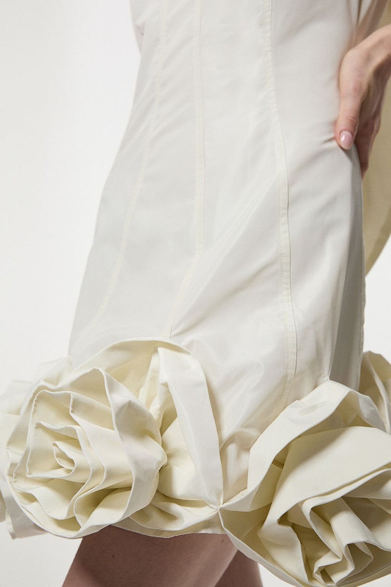 KAREN MILLEN Drama Taffeta Rosette Woven Mini Dress With Bow Detail outlook