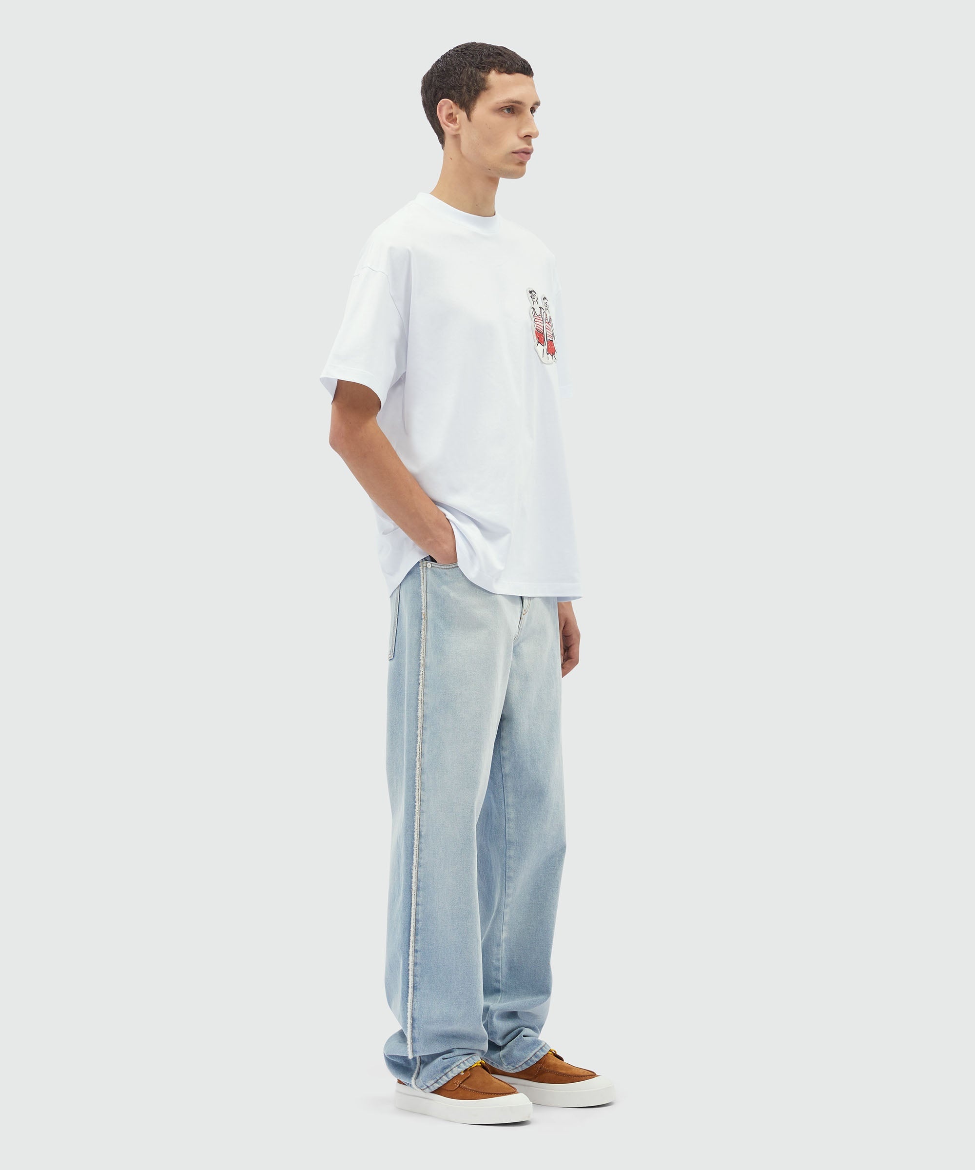 White jersey T-Shirt with "Two Sailors" embroidery - 4