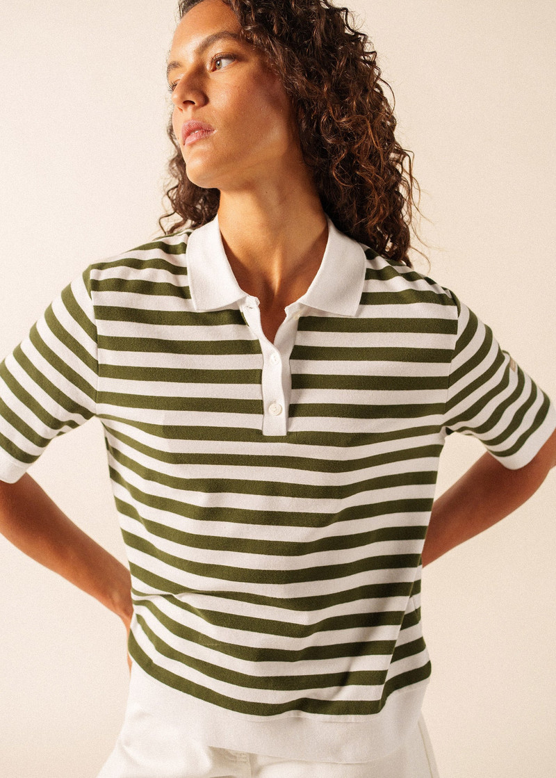 CAROLA Striped Knit Polo Shirt 3