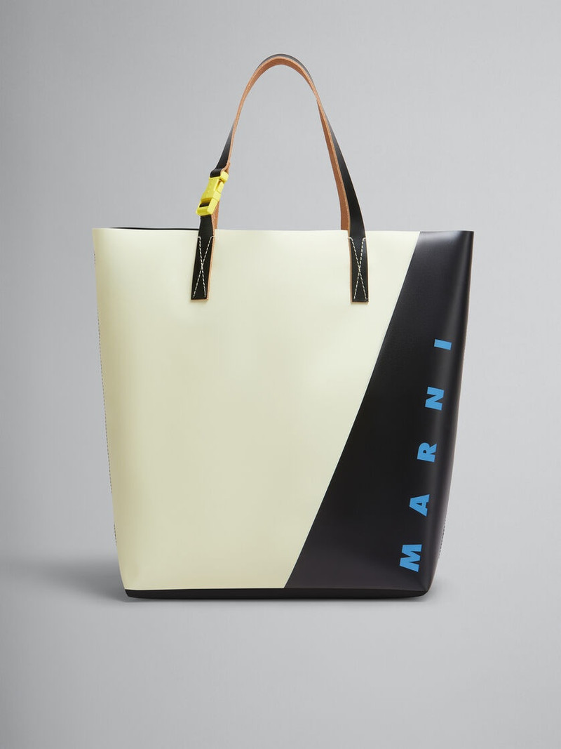 WHITE AND BLACK TRIBECA SHOPPER WITH MARNI TAG - 1