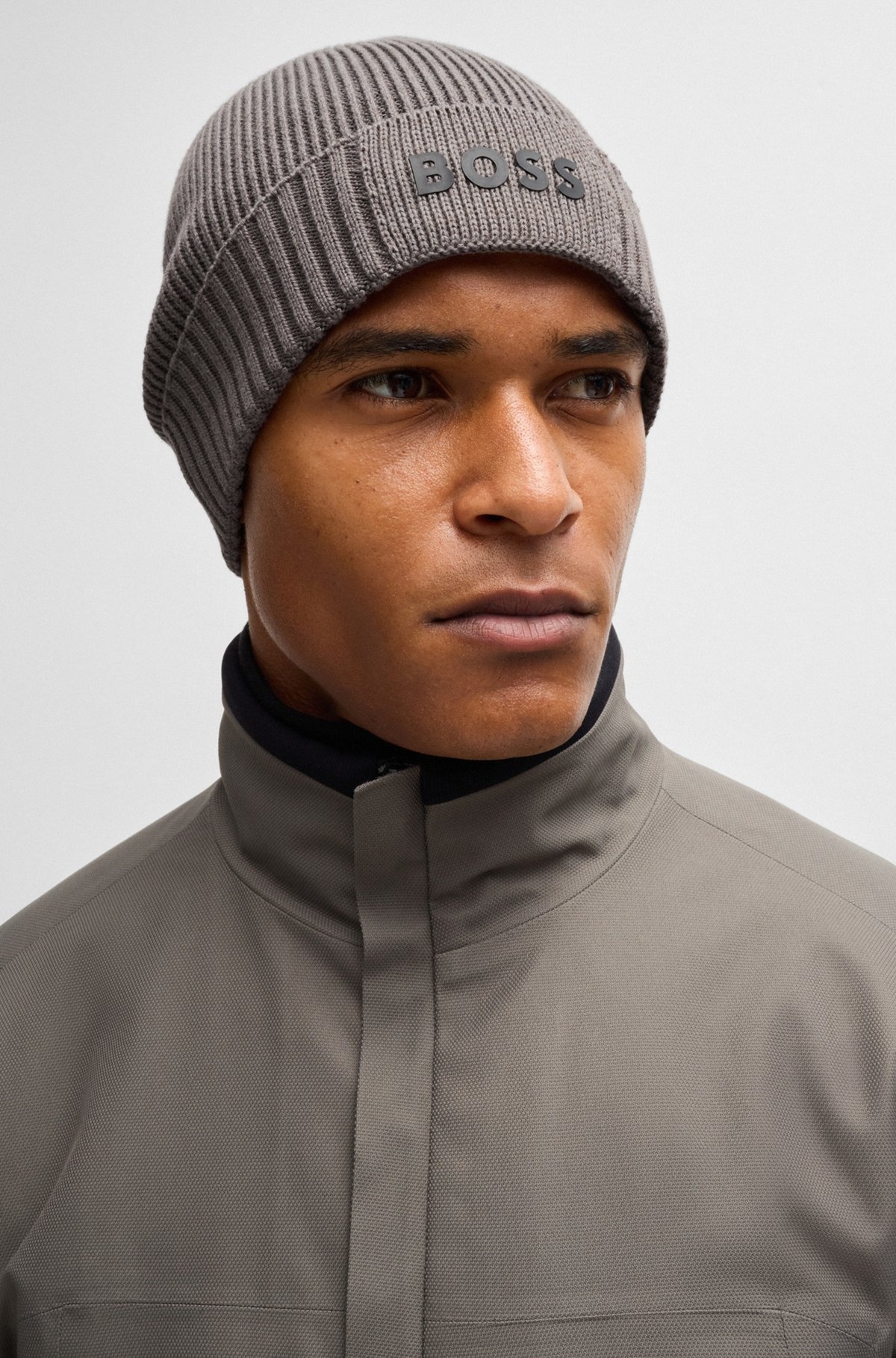 LOGO-DETAIL BEANIE HAT IN COTTON AND VIRGIN WOOL - 3