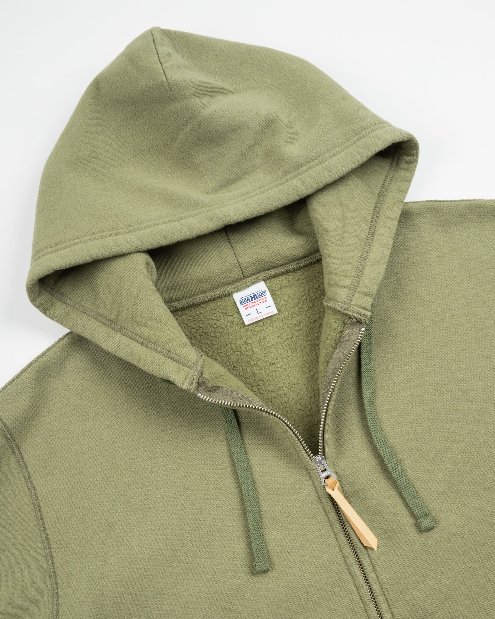 IHSW-10-OLV 14oz Ultra Heavyweight Loopwheel Cotton Zippered Hoodie - Olive - 7