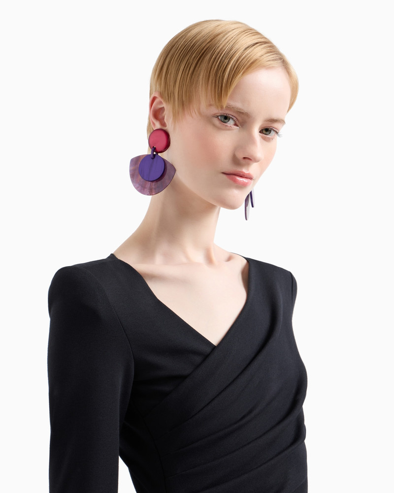 Stretch Milano stitch fabric dress with asymmetric cross-over and draping 5