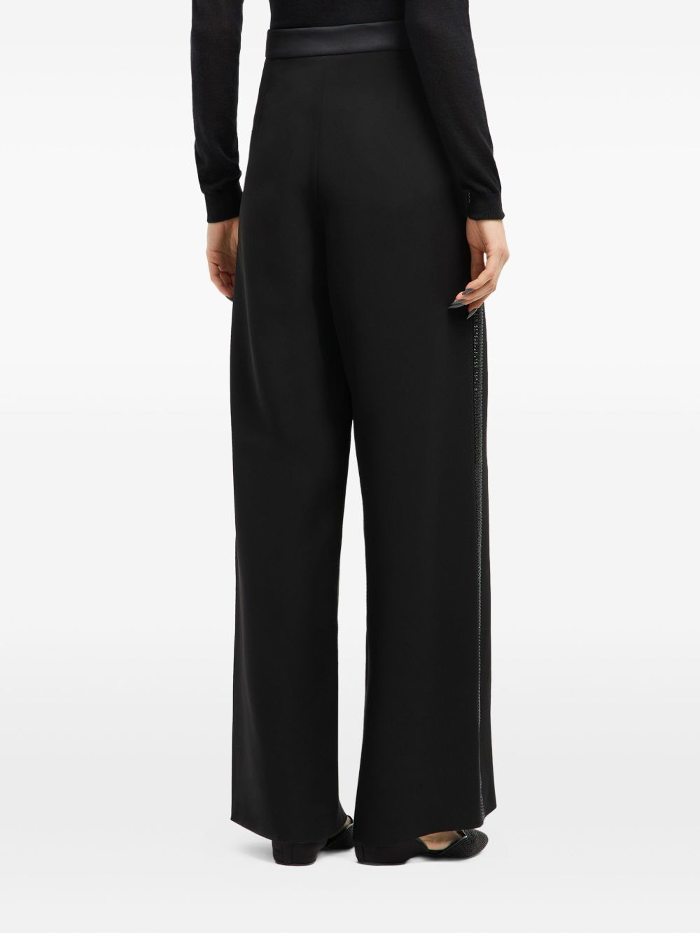 rhinestone-detail silk trousers - 2