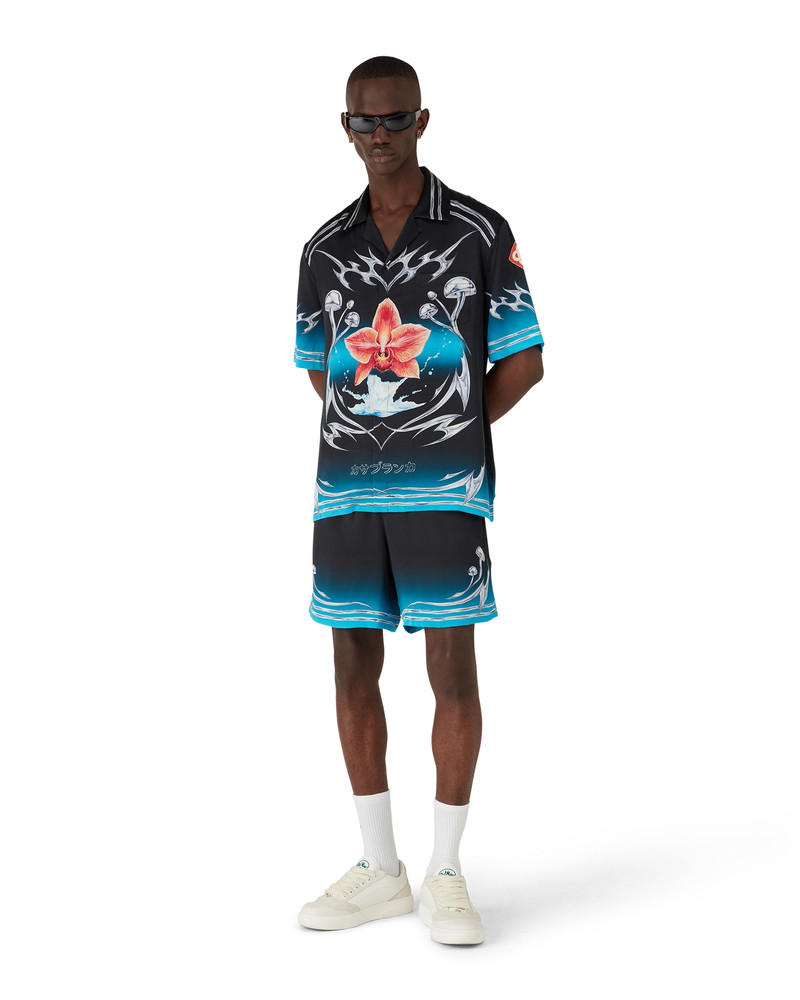 CASABLANCA Blades Short Sleeve Silk Satin Shirt | Casablanca Paris outlook