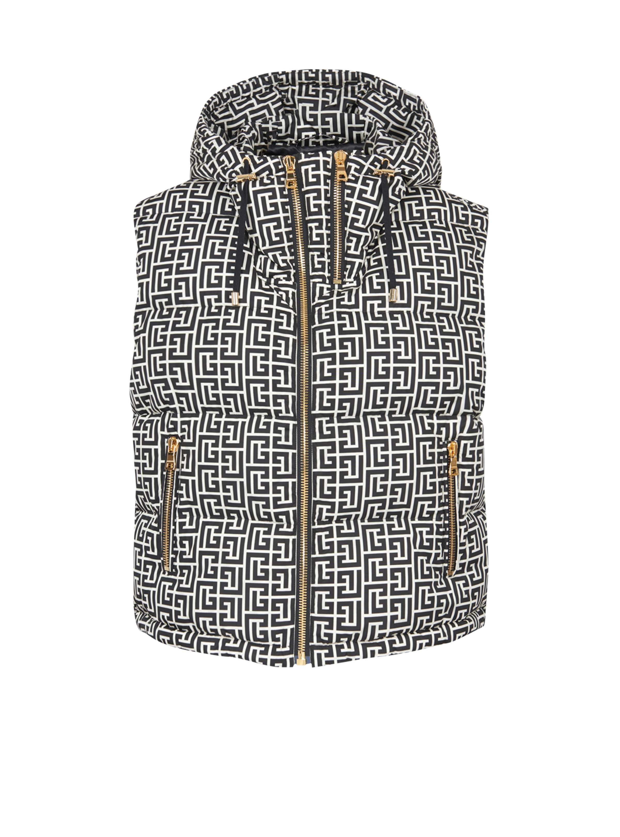 Nylon quilted vest with Balmain monogram - 1