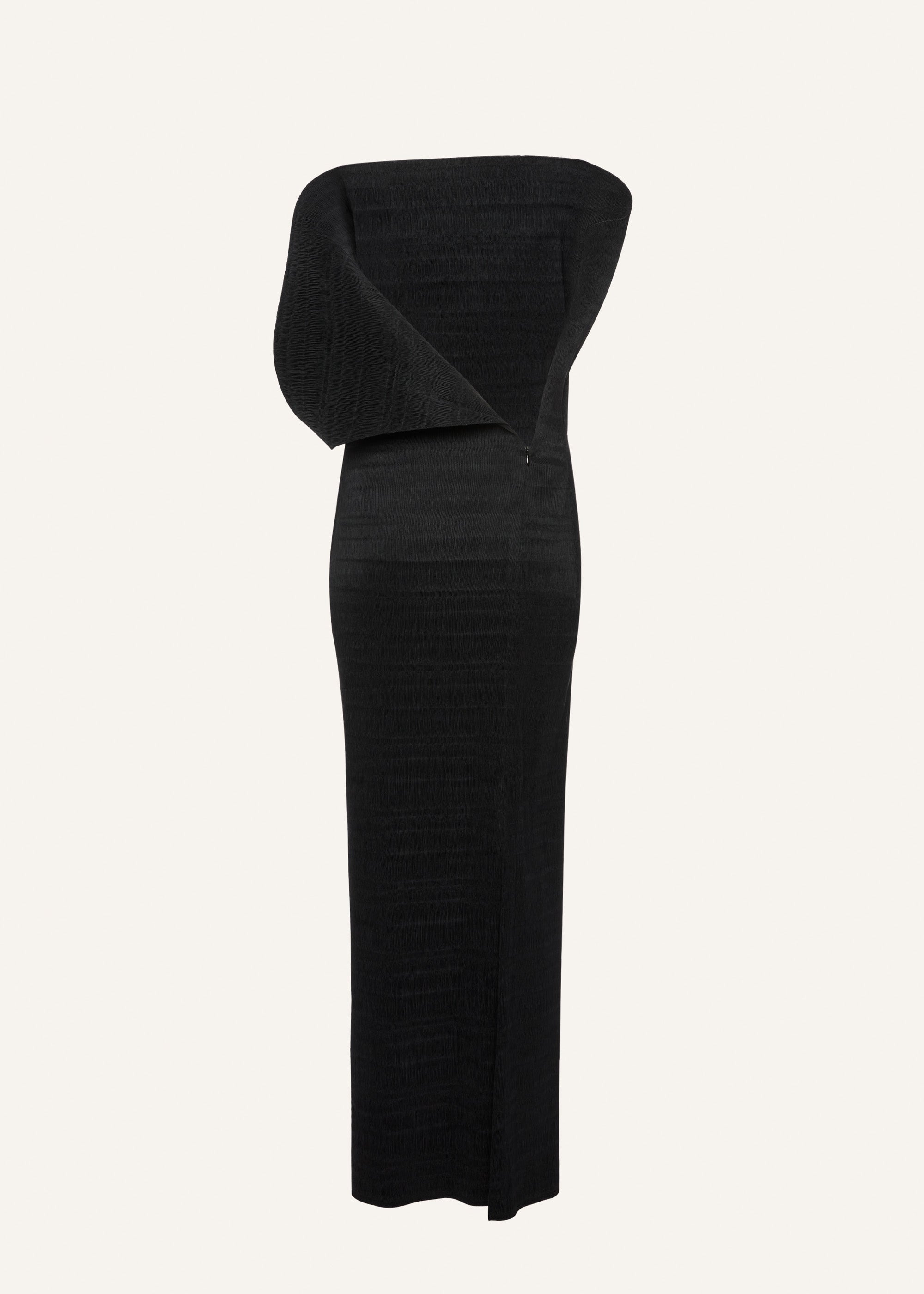 Sculptural asymmetrical midi dress in black - 2