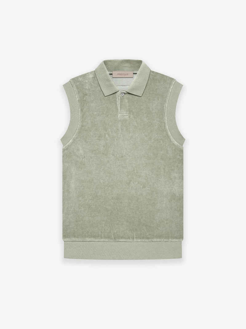VELOUR SLEEVELESS POLO - 1