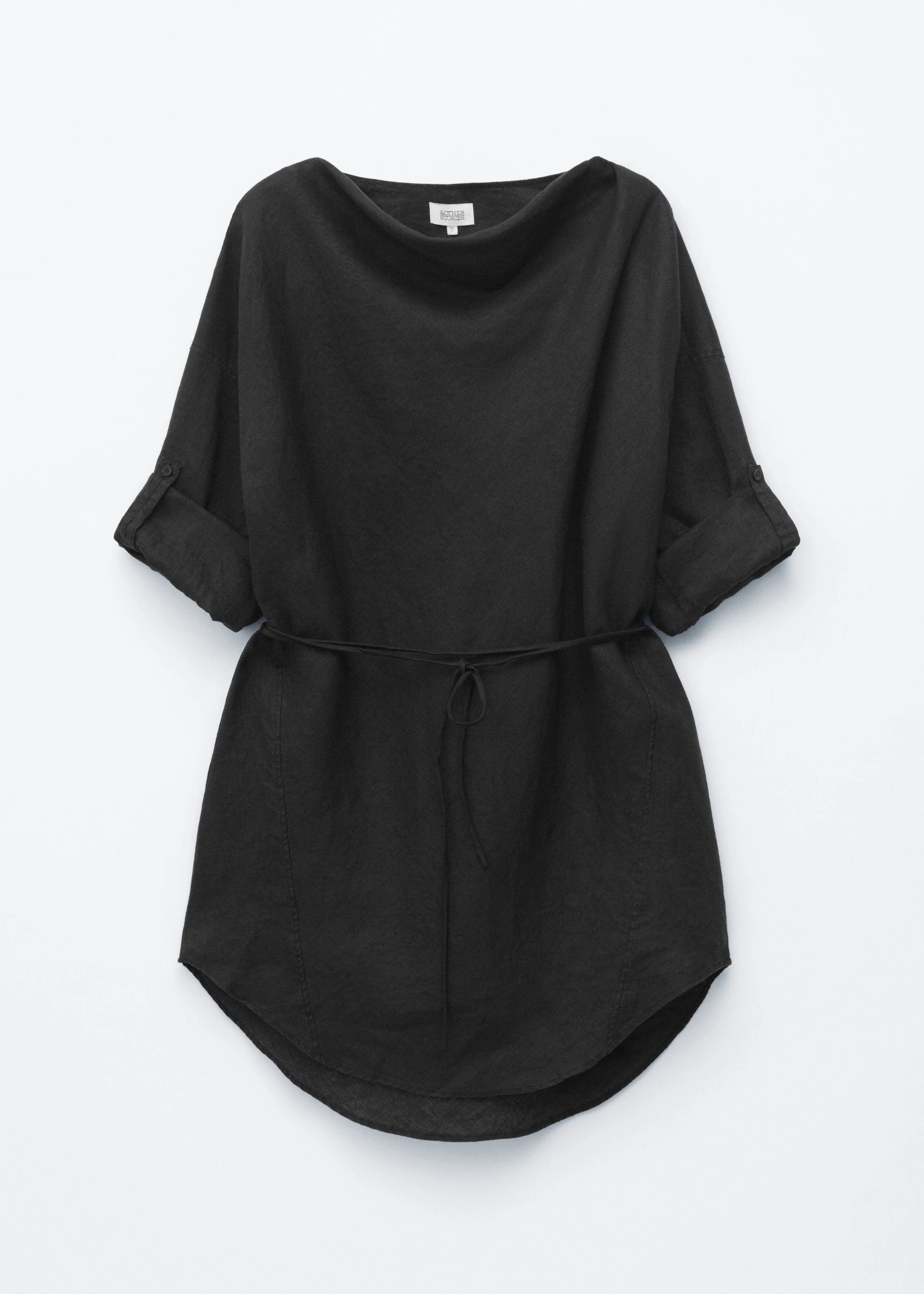 Cowl-Neck Linen Mini Dress - 1