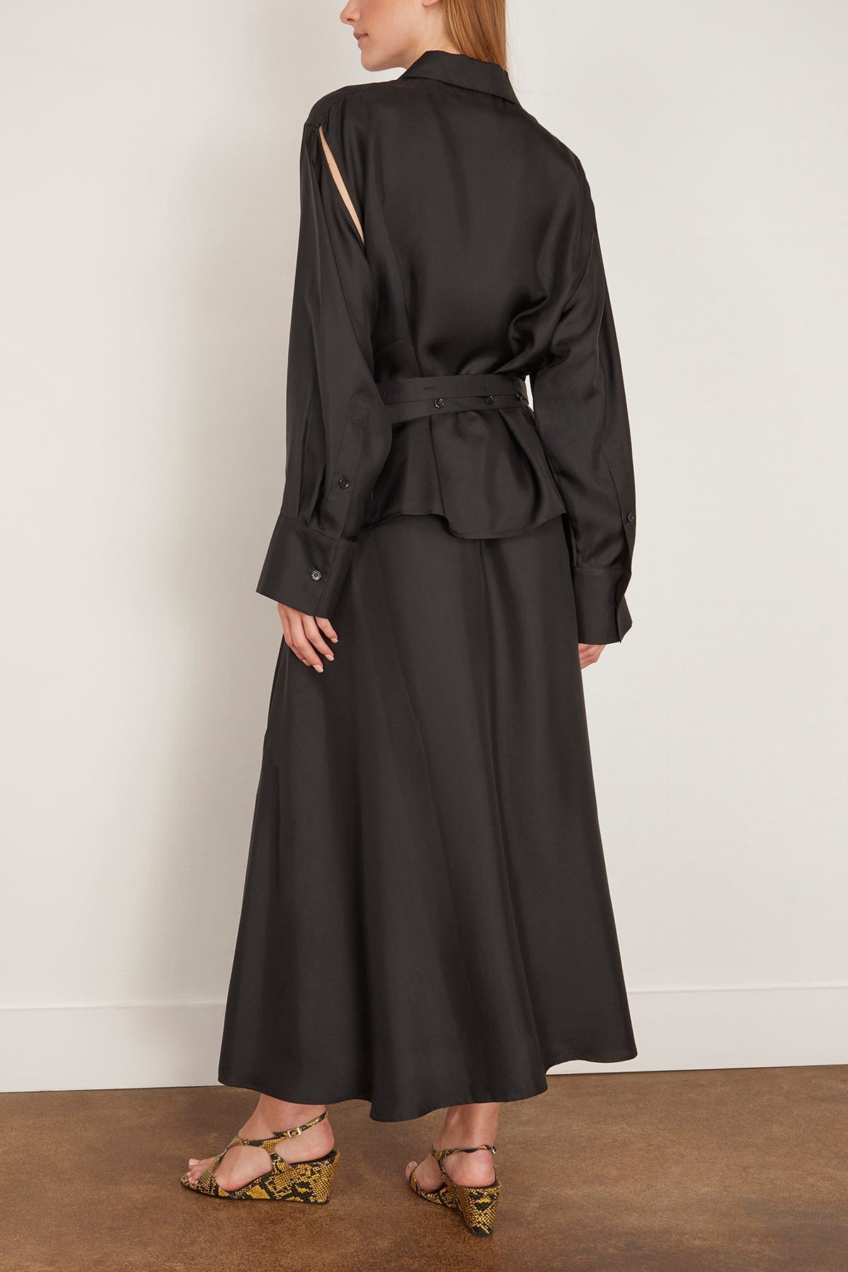 Silk Gilet-Dress in Black - 4