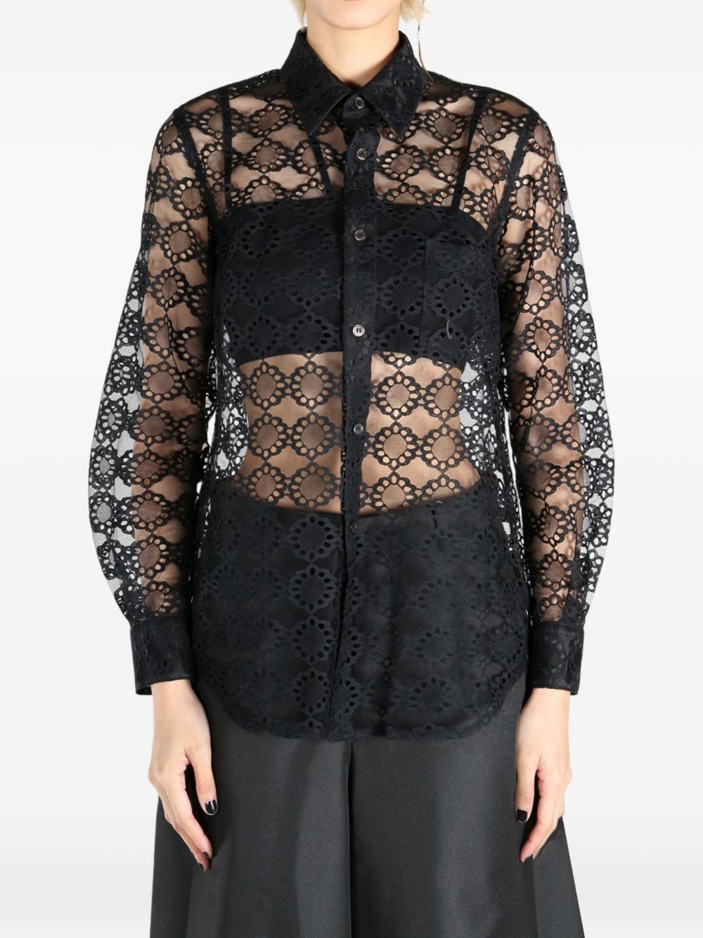 sheer lace shirt - 2