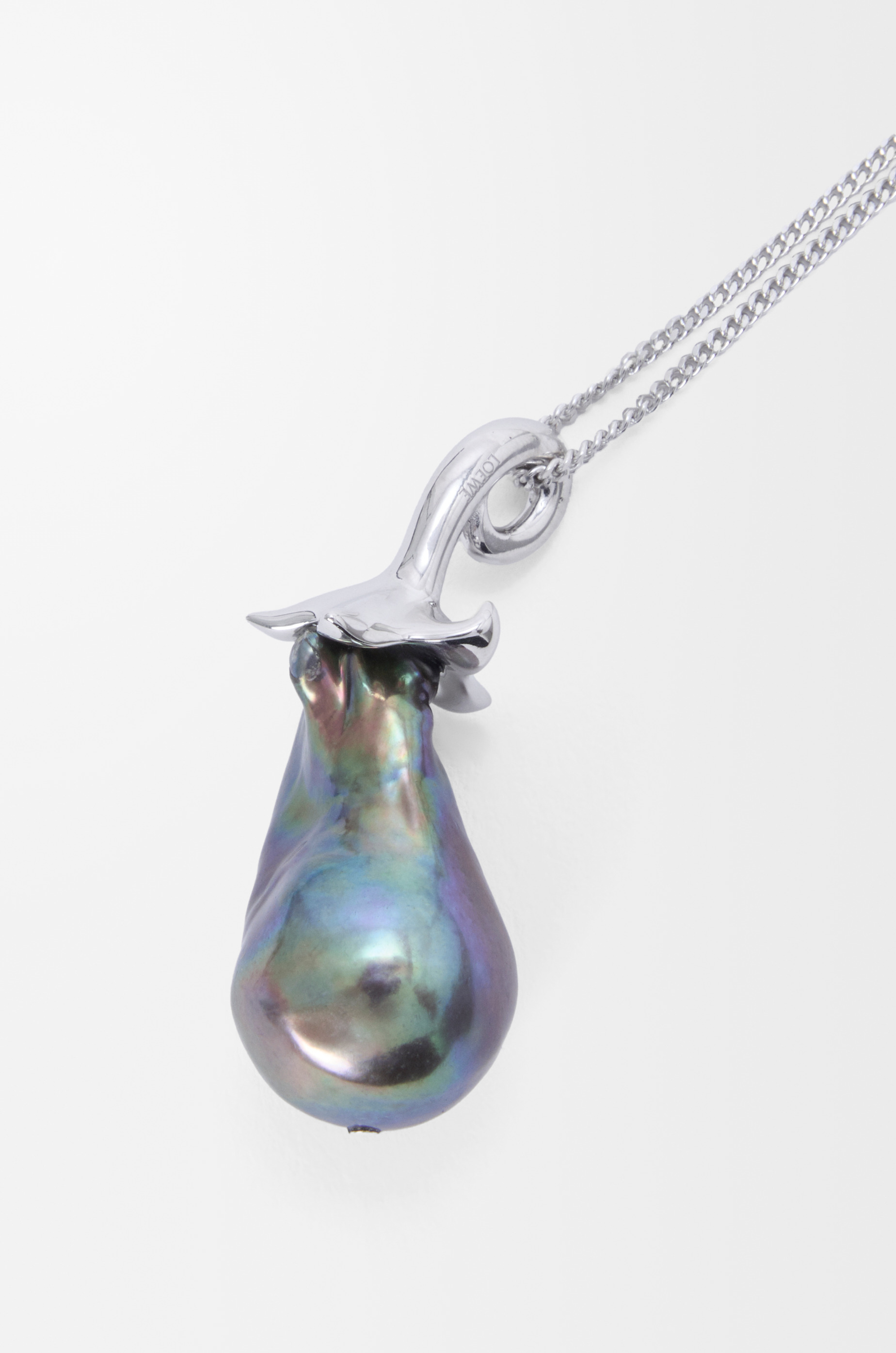 Aubergine necklace in sterling silver and pearl - 3