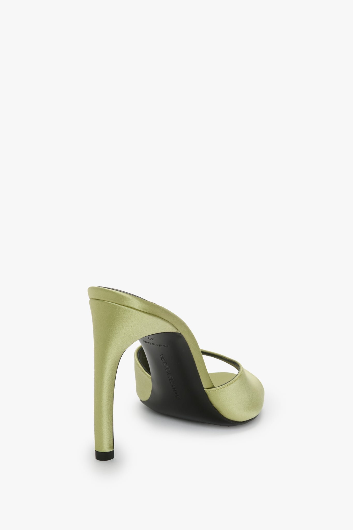 Harlow Open Toe Mule In Pale Green Satin - 3