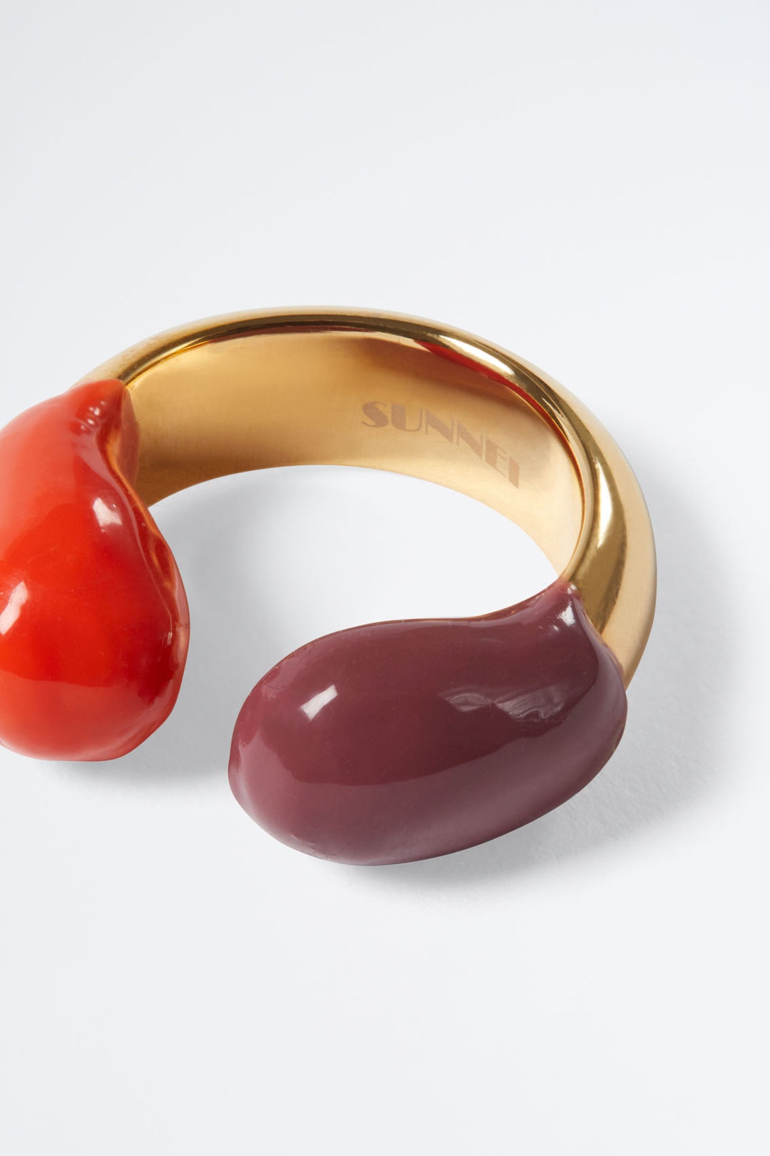 PURPLE BROWN & ORANGE RUBBERIZED GOLD RING - 2