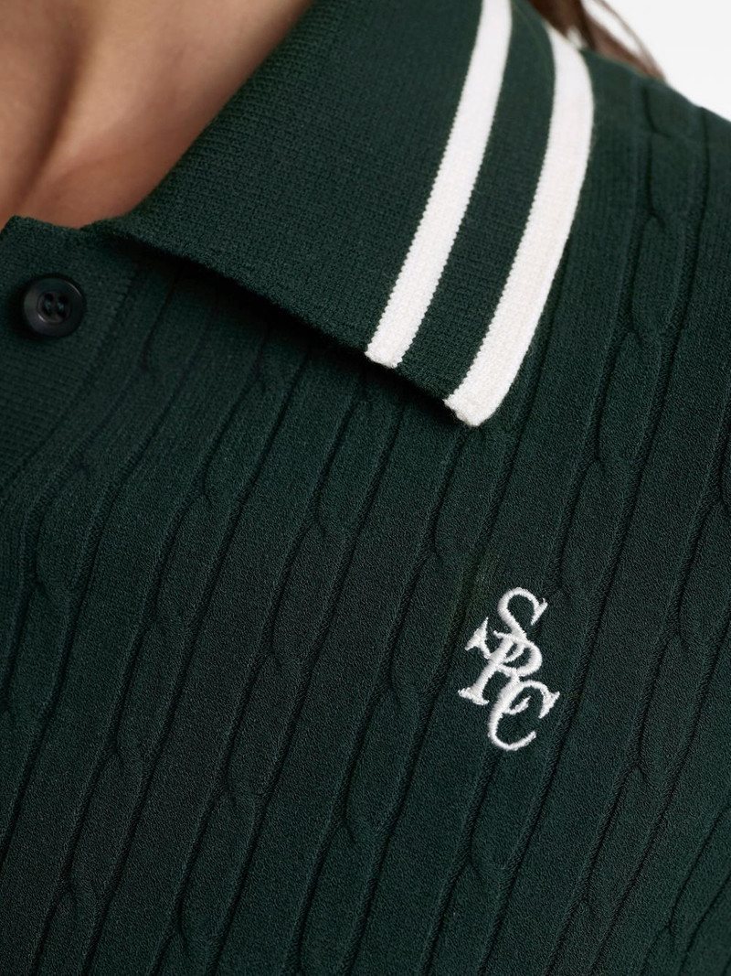 cable-knit striped polo shirt 5