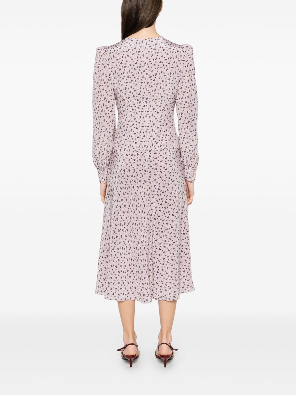 rose-print midi dress - 4