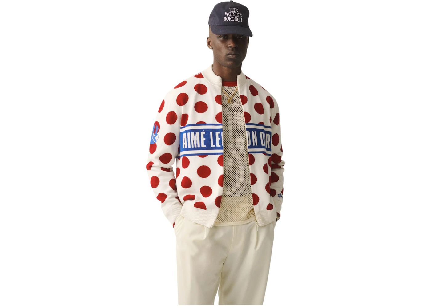Aime Leon Dore WINDSTOPPER Polka Dot Knit Cycling GORE-TEX Jersey Cream/Blue - 2
