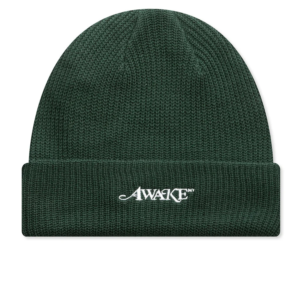 LOOSE GAUGE KNIT BEANIE - FOREST GREEN - 1
