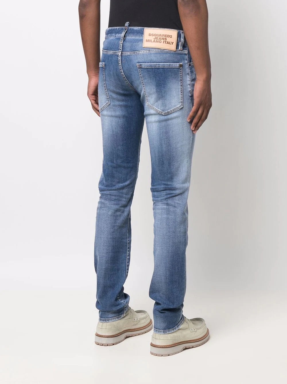 slim-cut washed jeans - 4