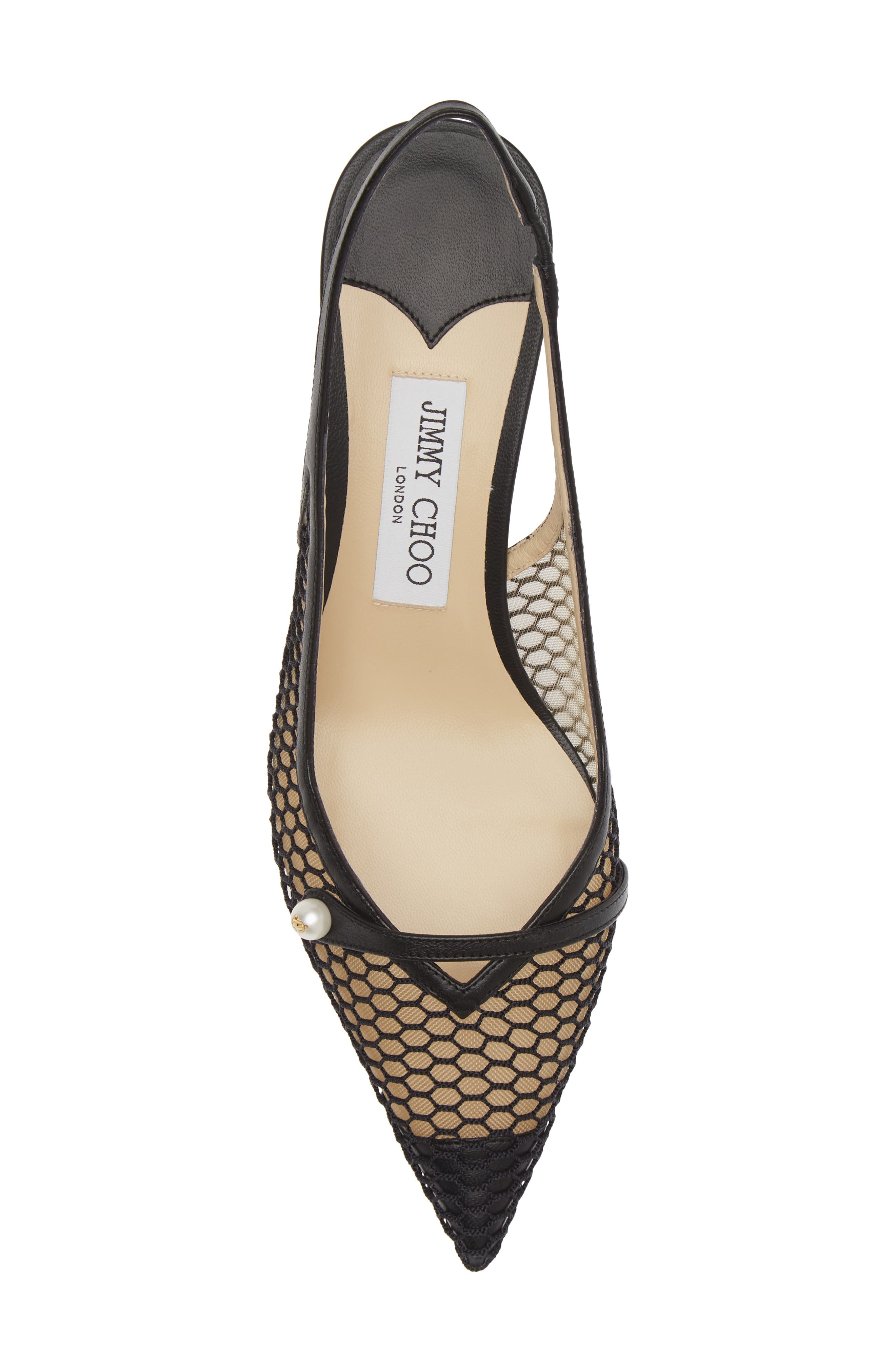 Jimmy Choo Amita Kitten Heel Pointed Toe Slingback Pump in Black/Black at Nordstrom - 5