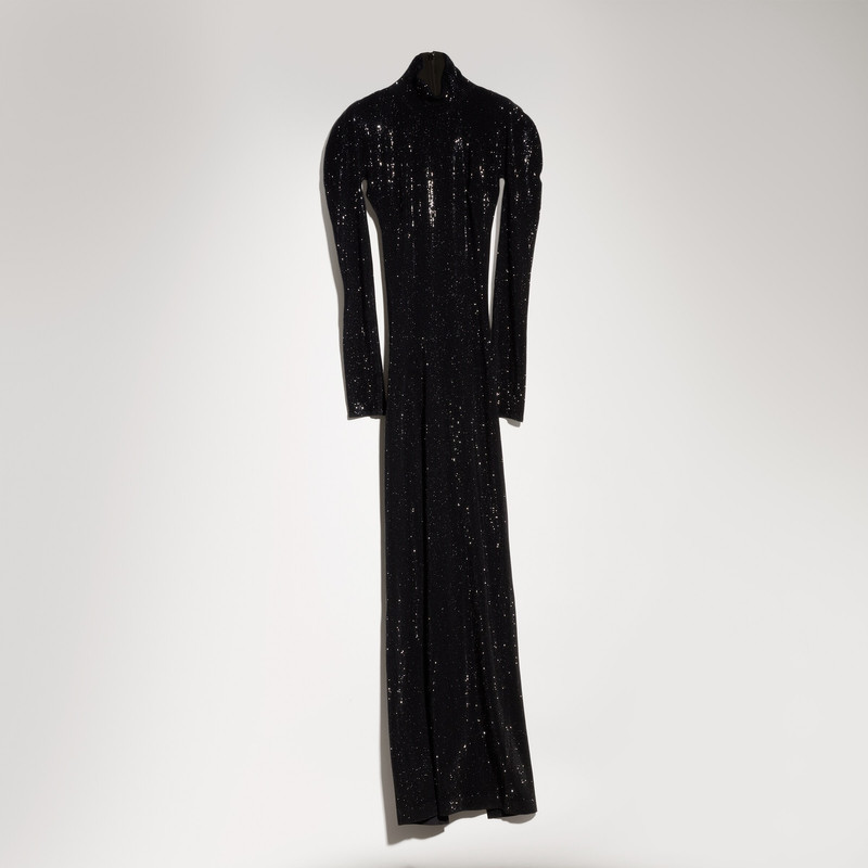 Stretch nylon jersey dress with crystals 6