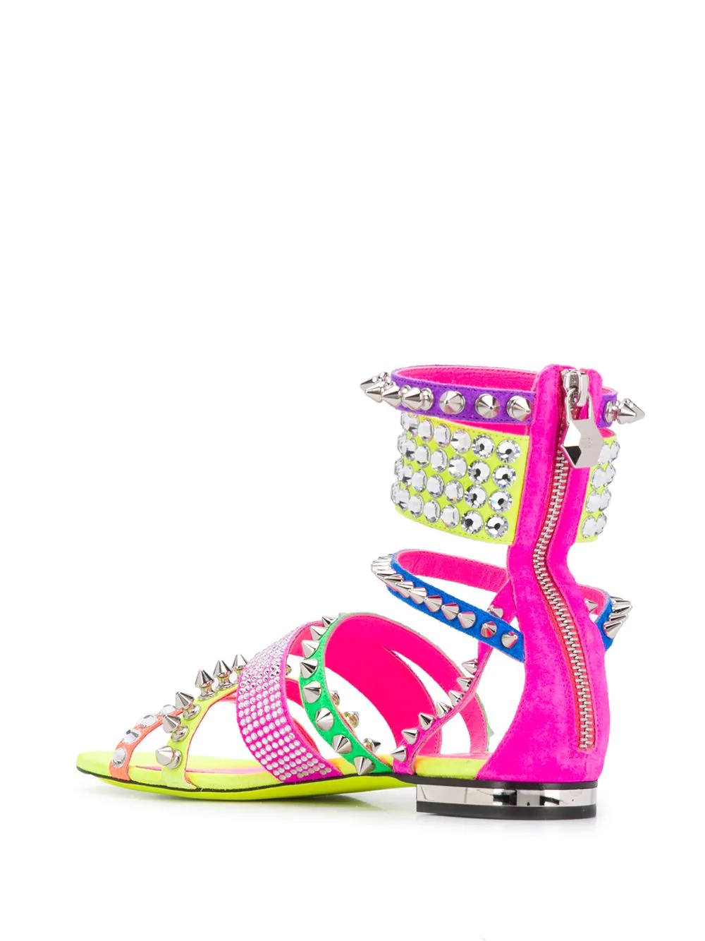 studded colour-block sandals - 3