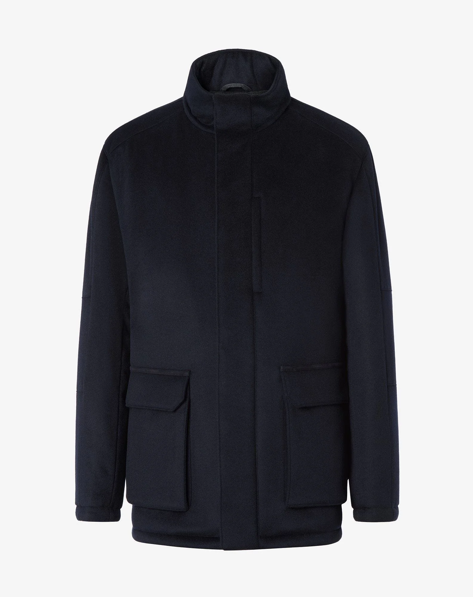 Melange navy blue cashmere blend field jacket - 1