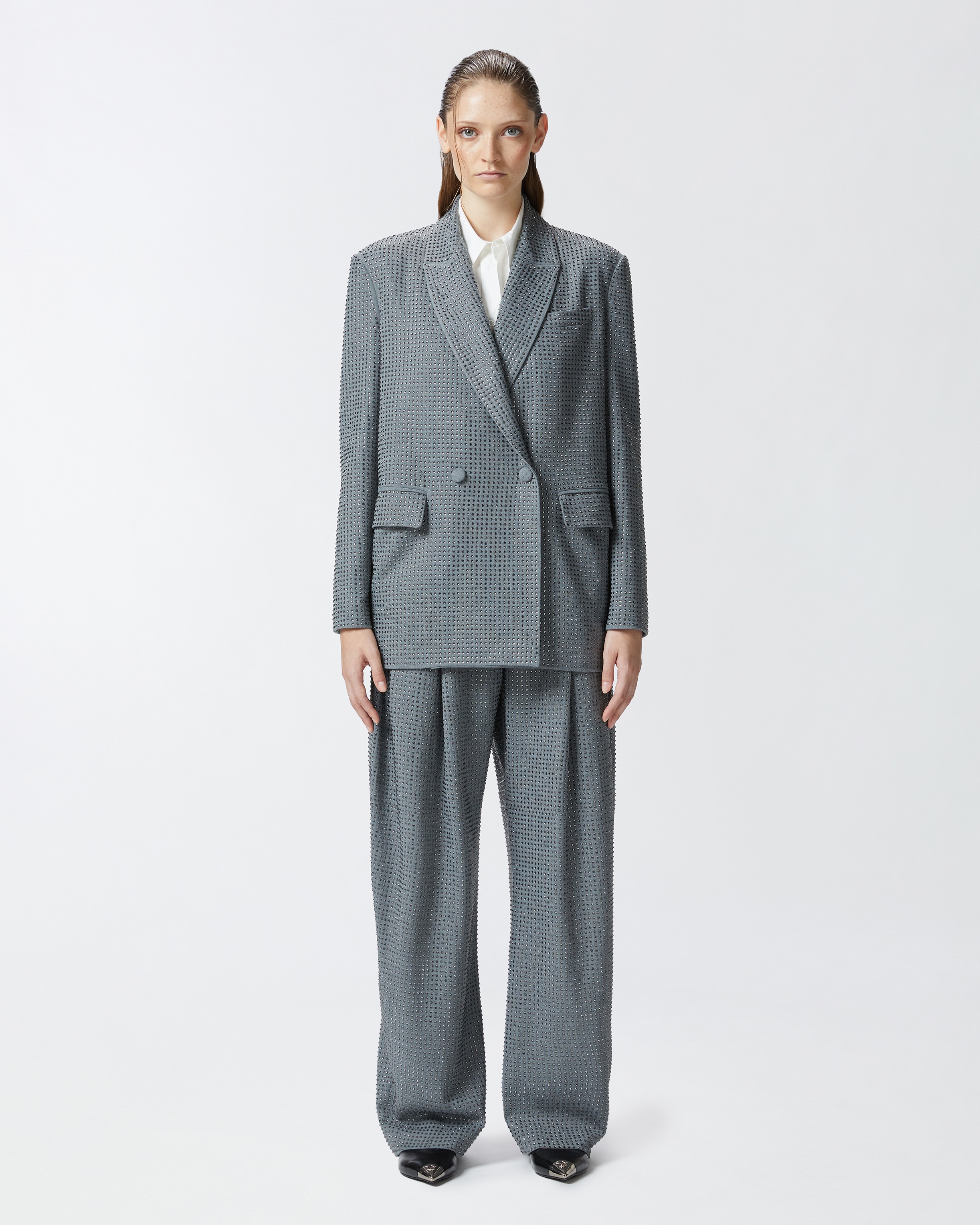 OVERSIZED DOUBLE-BREASTED BLAZER WITH RHINESTONES - 3