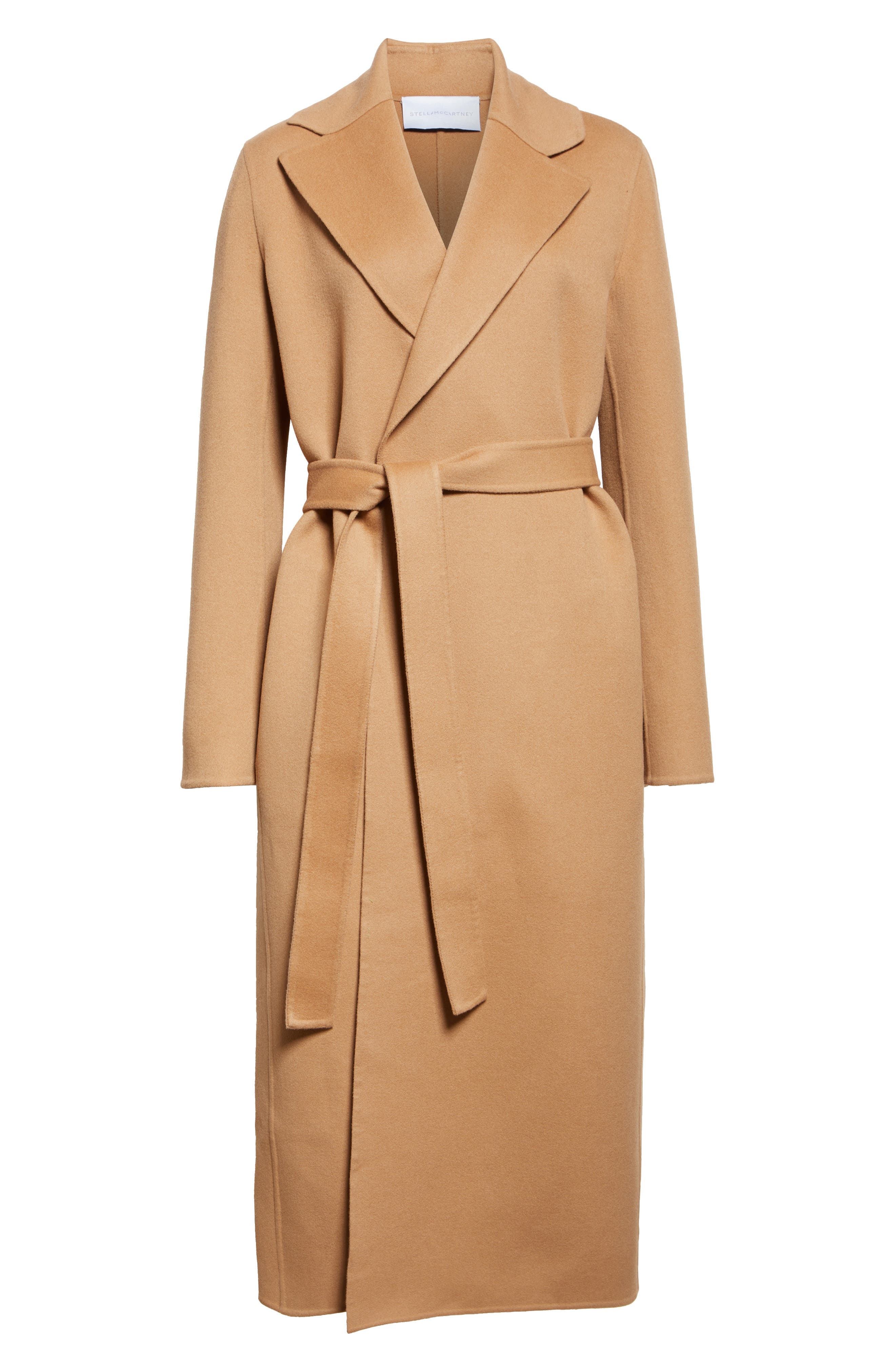Stella McCartney Belted Double Face Wool Wrap Coat in New Camel at Nordstrom - 7