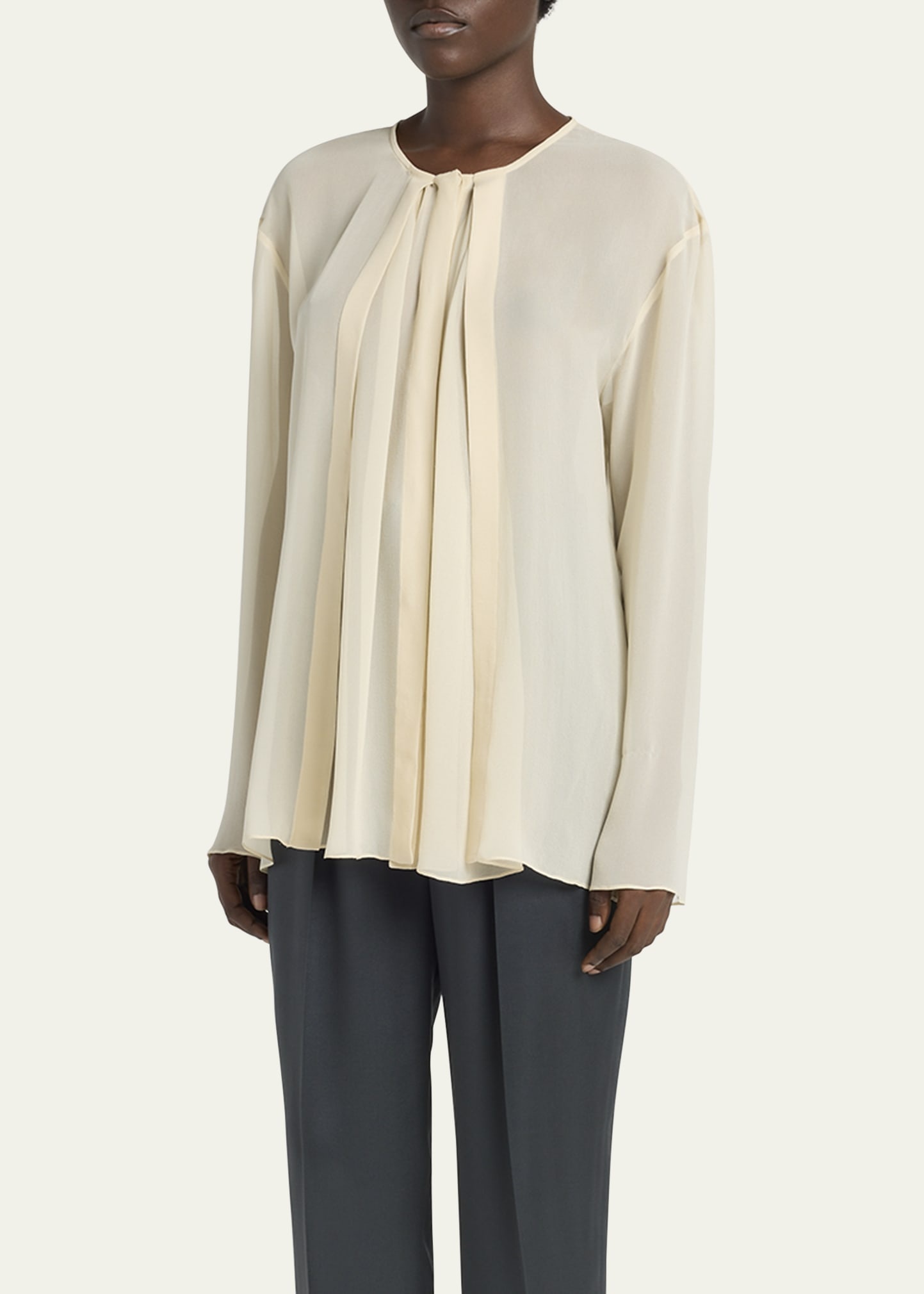 Pleated Silk Blouse - 4