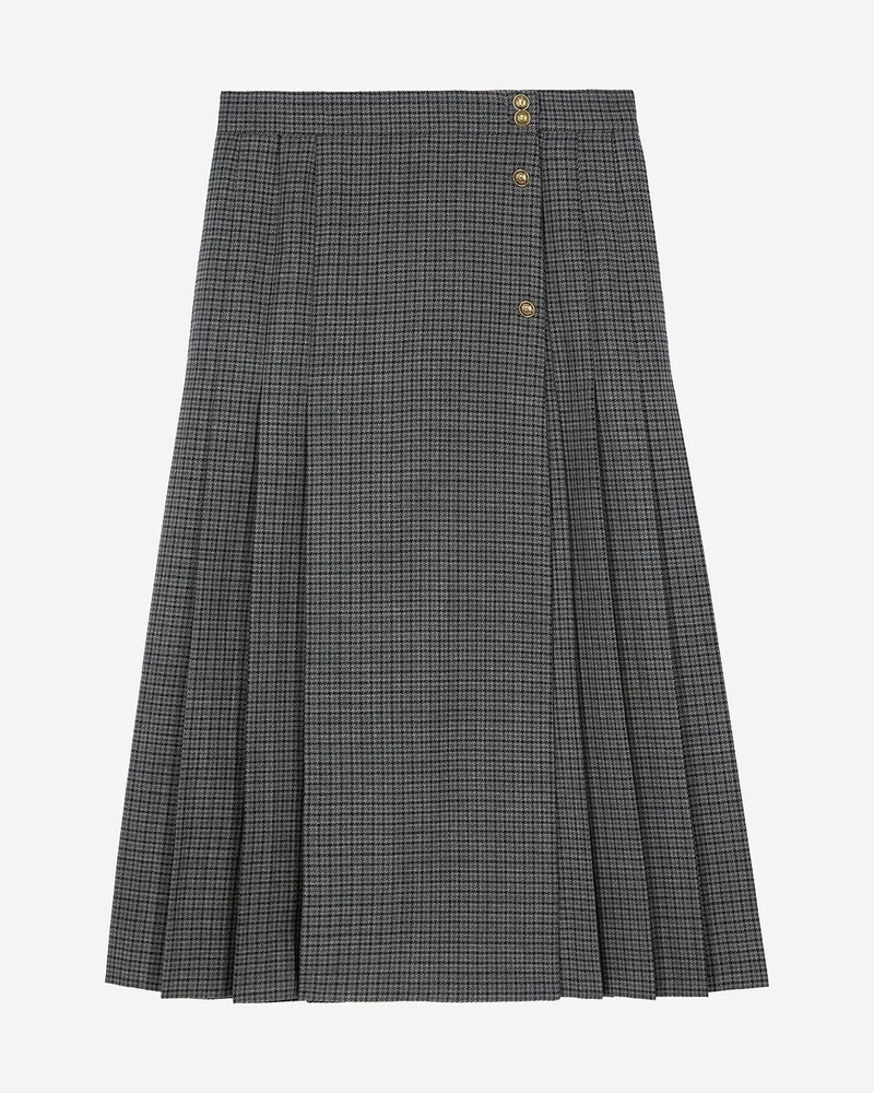 BLACK AND GRAY LONG WRAP SKIRT 1