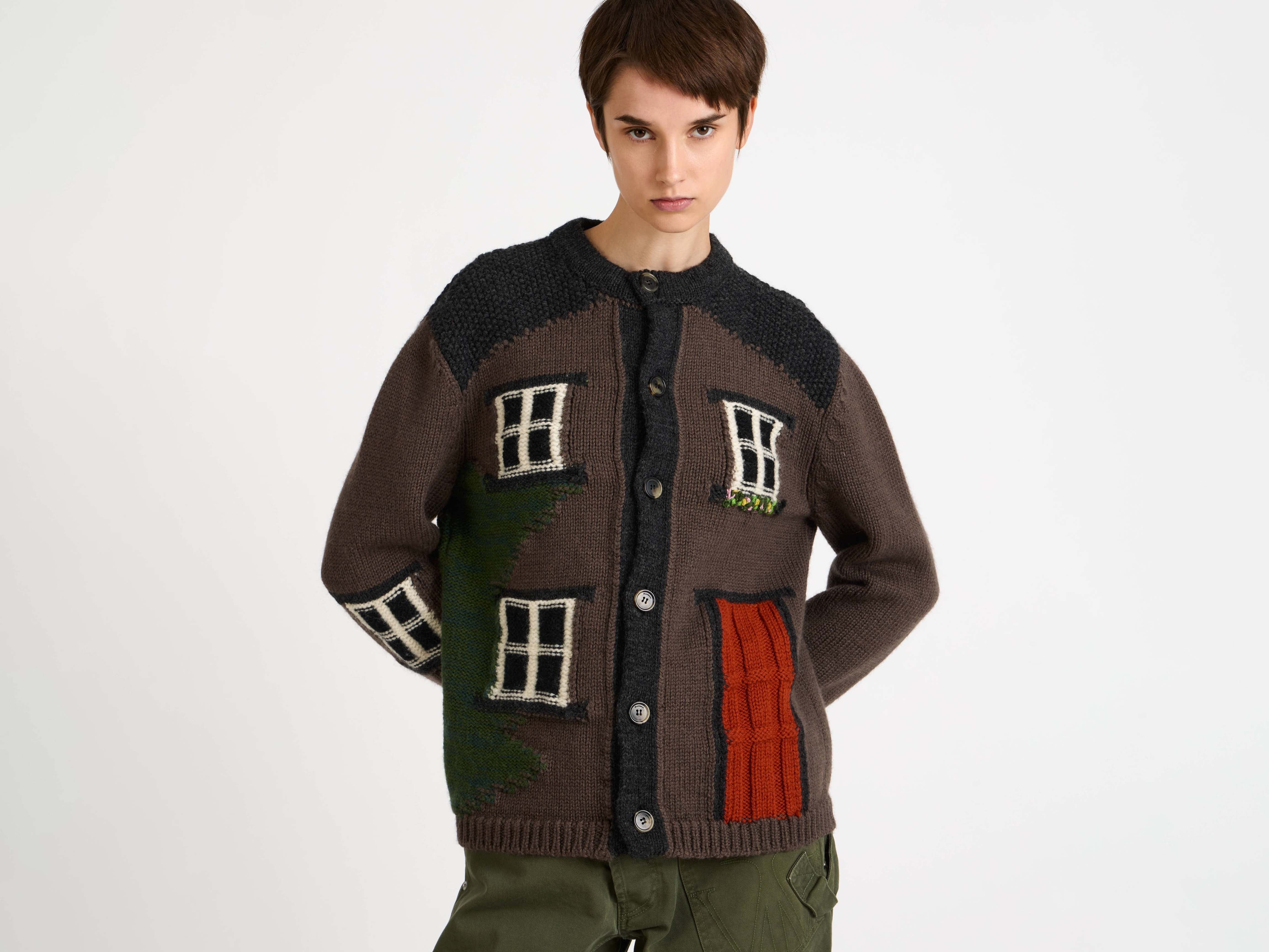 HOUSE POLO CARDIGAN IN CHESTNUT BROWN - 4