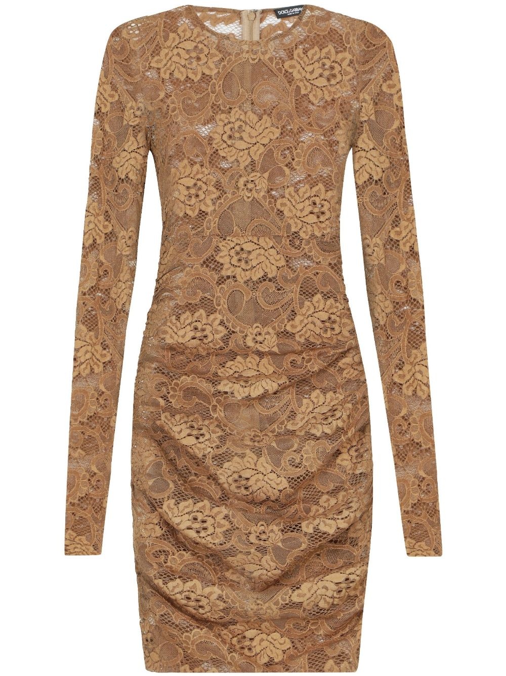 floral-lace semi-sheer minidress - 1